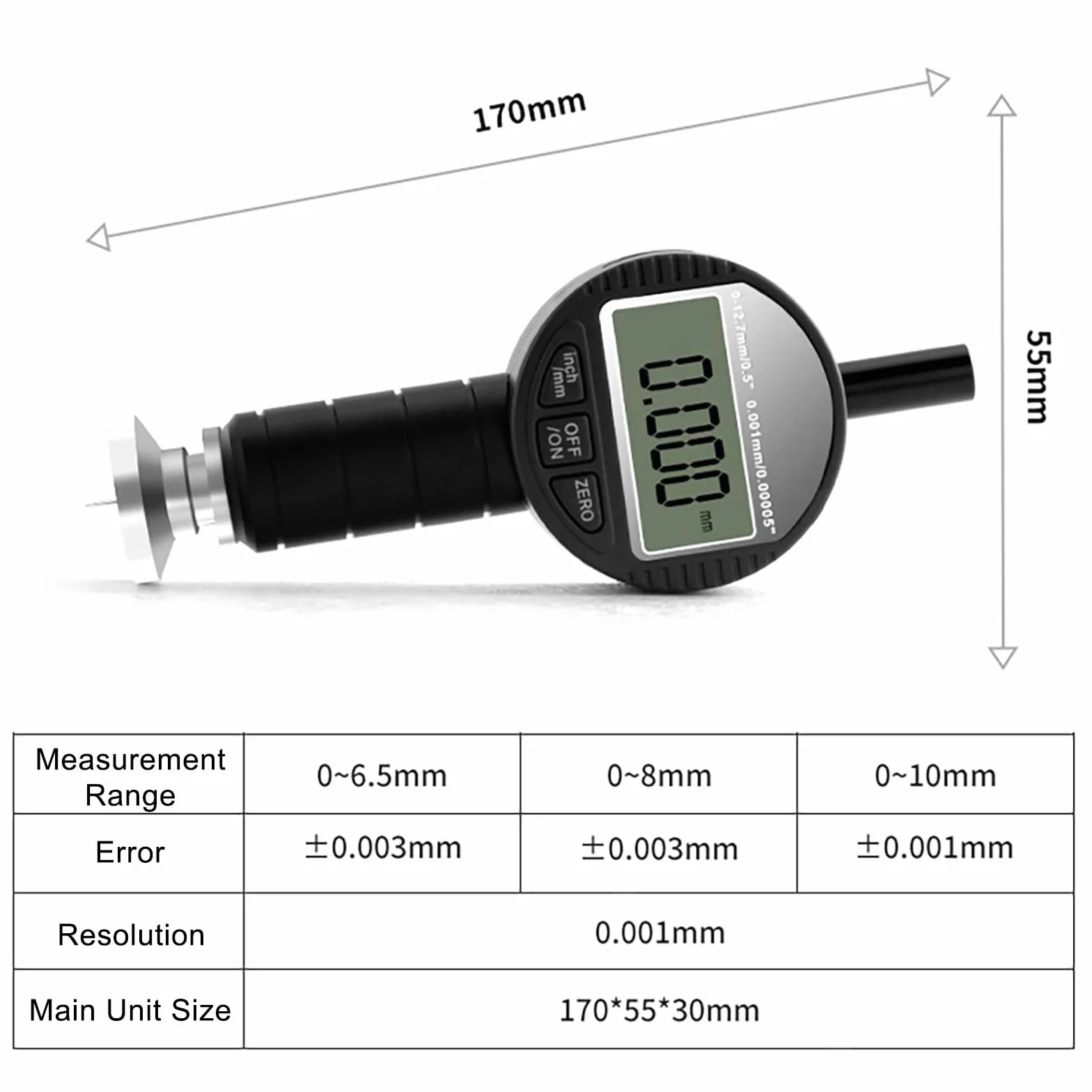 Rugosímetro digital para superficies, medidor de rugosidad para granallado y arenado con 0-6,5/8/10 mm, con opciones métricas/pulgadas intercambiables, medidor de patrones de anclaje(0-10mm)