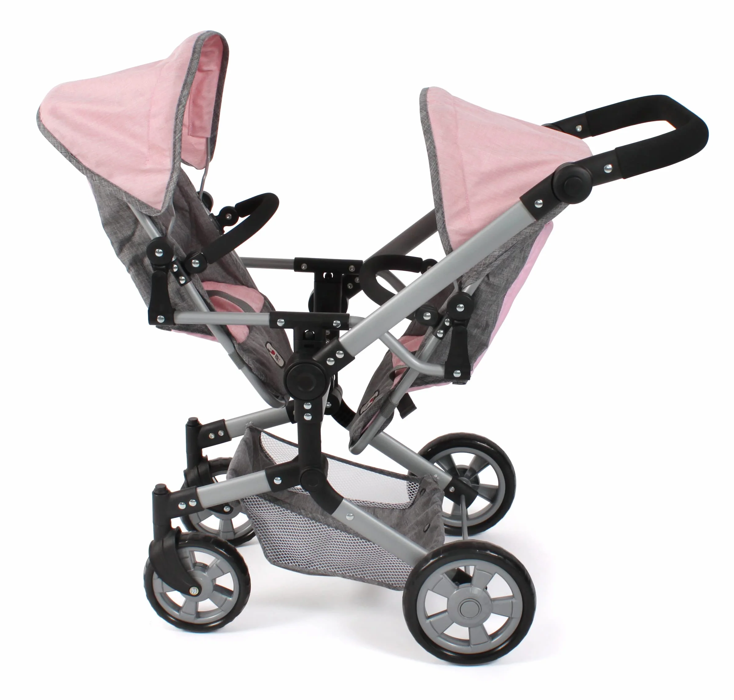 Bayer Chic 2000 Cochecito para muñecas Linus Duo Gris Melange Rosa