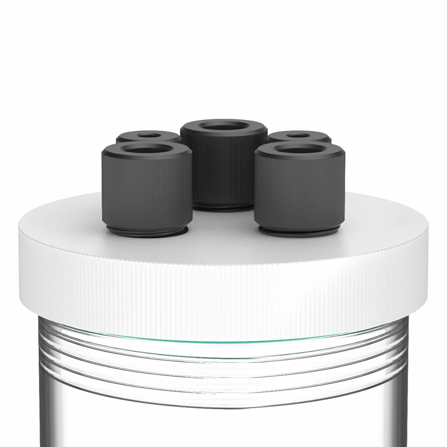stonylab Celda Electrolítica de Cámara Unica, Vidrio Borosilicato, Kit Reactor Electrolizador con Tapa PTFE 5 Orificios, sin Electrodo, 50 ml
