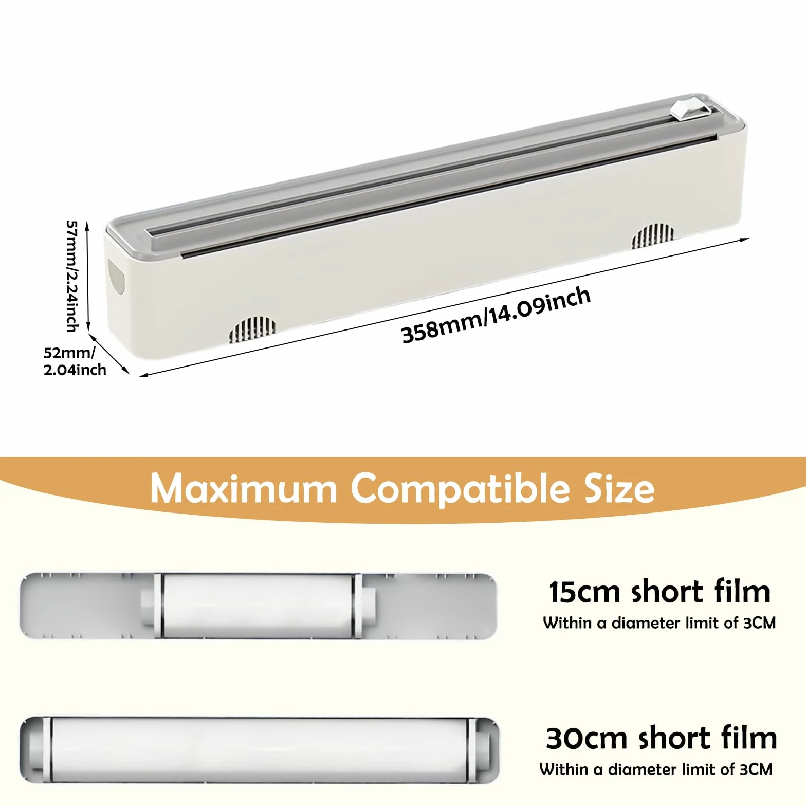 Dispensador de Film y Papel de Aluminio, Cortador de Cocina, Rellenable