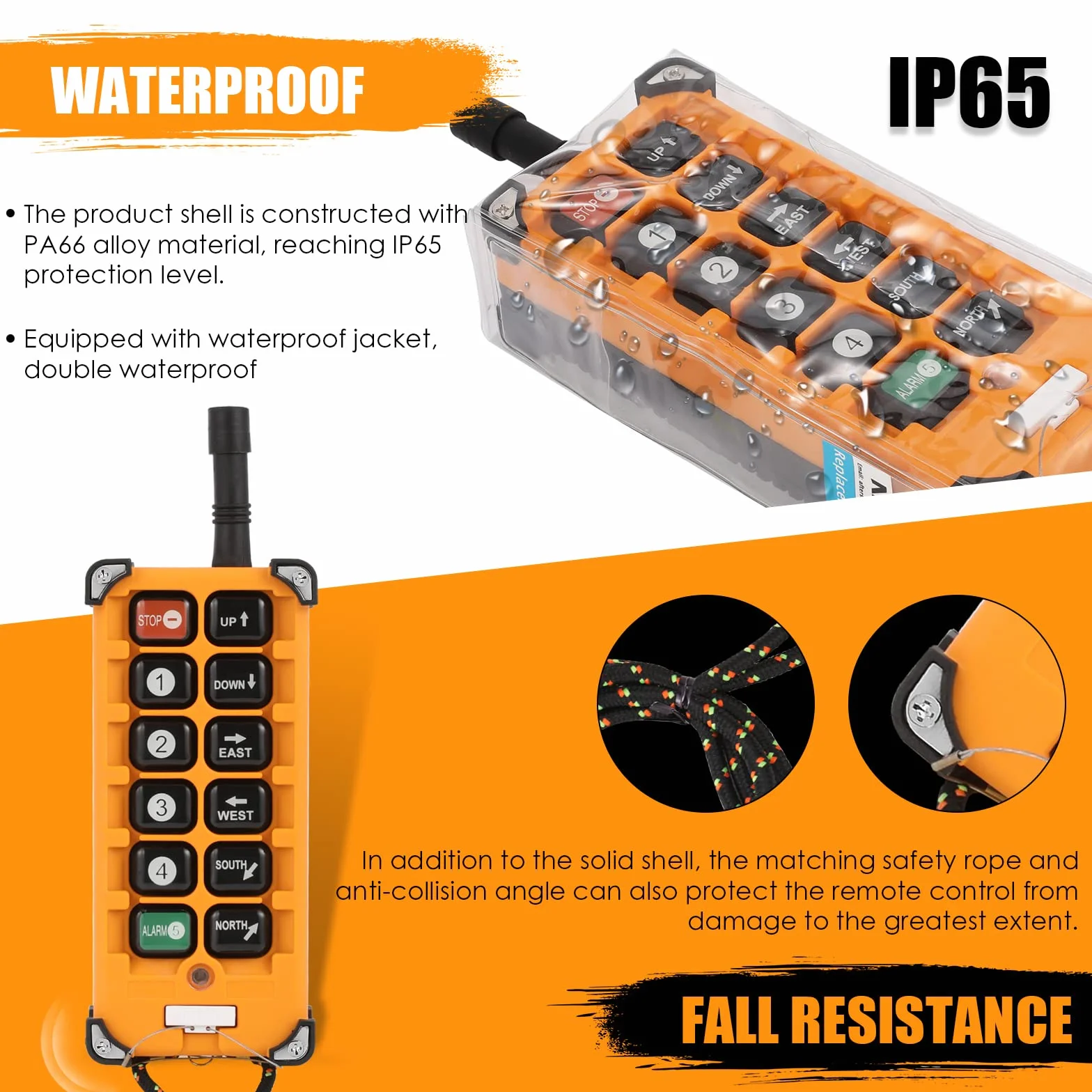 NEWTRY Control Remoto de grúa inalámbrica, 12 Botones y Receptor DC 12V para polipasto Industrial, grúa Puente (Receptor DC 12V)