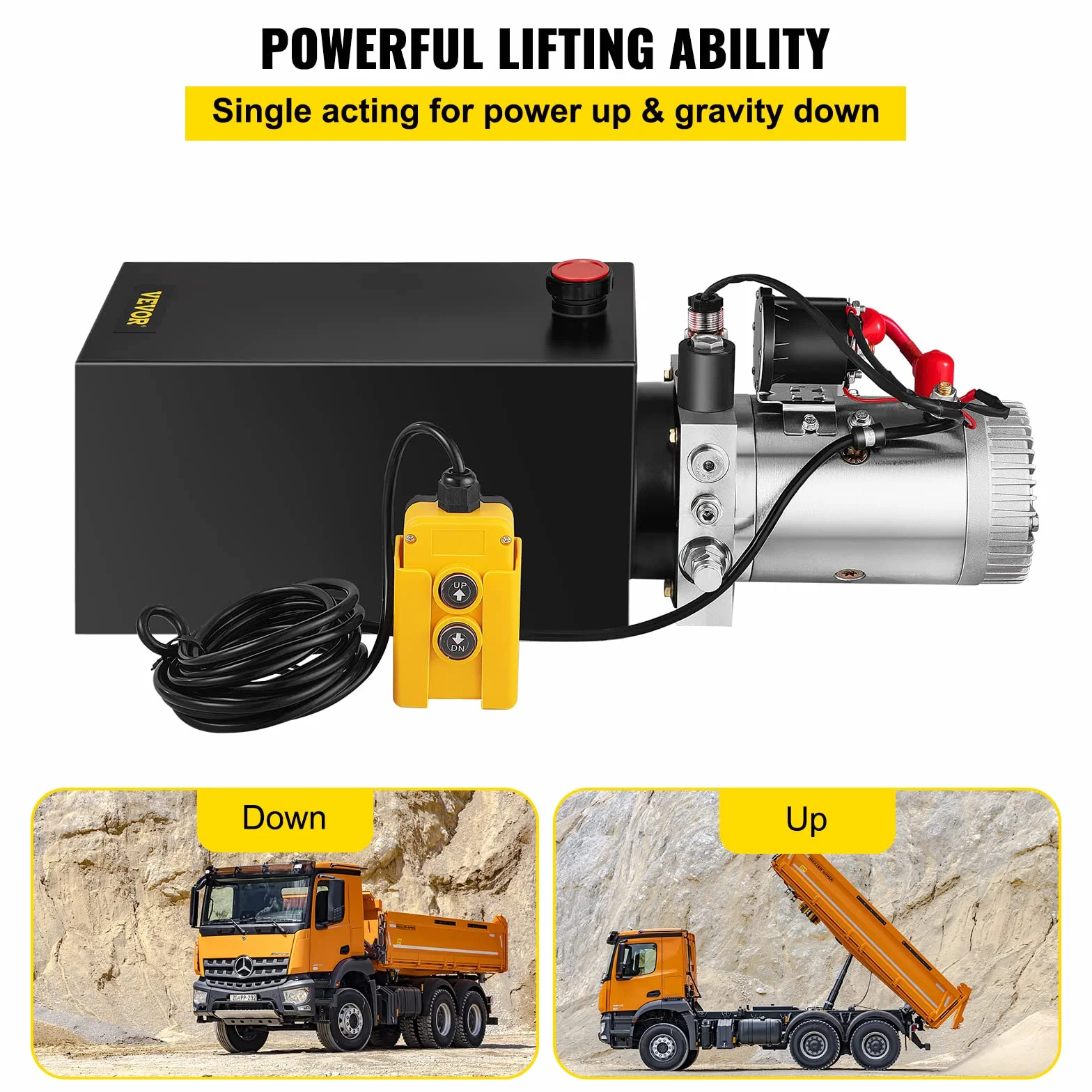 VEVOR Hidráulica de Acción Simple 10L Bomba Hidráulica Remolque Tanque 12V Cilindro Hidráulico para Elevador de Tijera Bomba Hidráulica con Efecto Simple