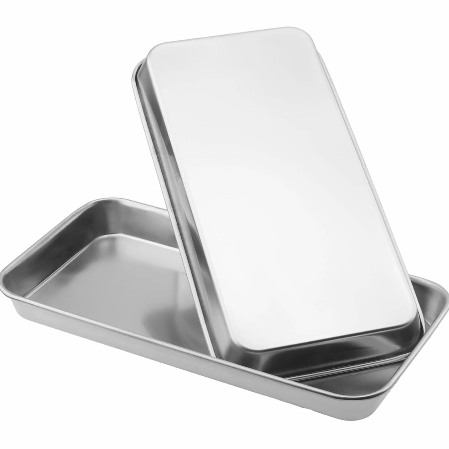 Bandeja de Instrumentos de Acero Inoxidable 22,5 x 11,7 x 2 cm, Pequeñas Bandejas Rectangulares para Laboratorio