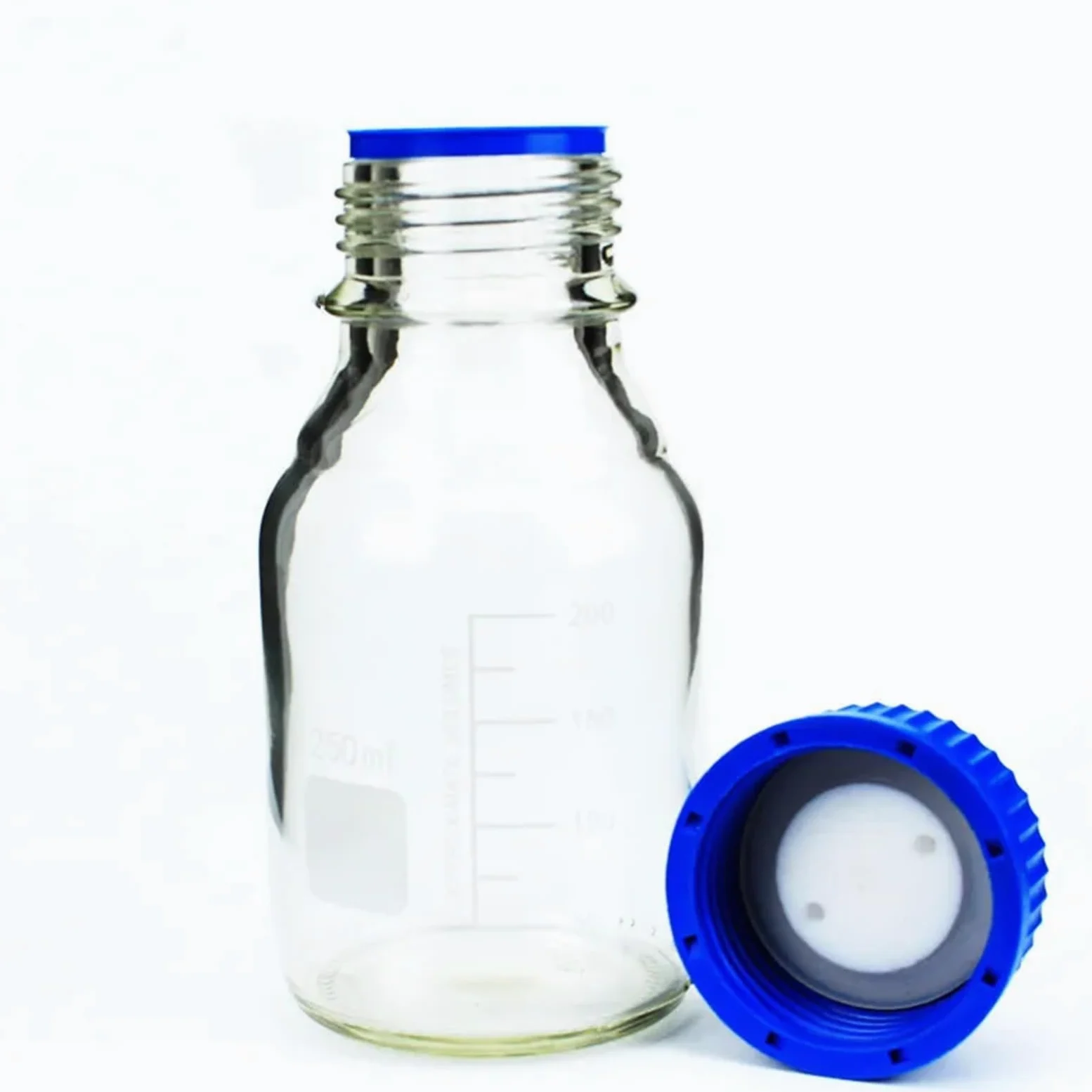 ApuaVireo&Co Frasco de Vidrio for reactivos de Laboratorio, Frasco de Vidrio de borosilicato con Tapa de Seguridad GL45, 100 ml-1000 ml, 1-3 Orificios.(500ml 3 Holes)