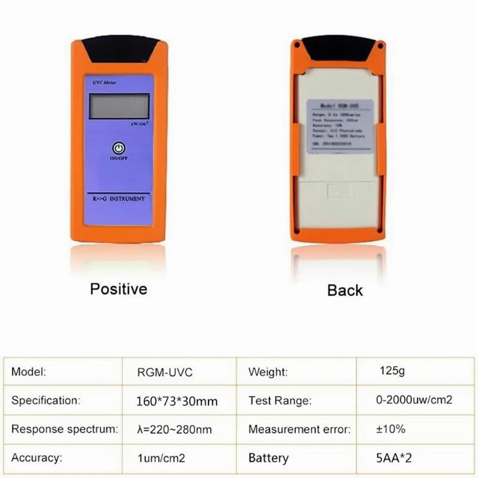 Medidor de Luz UVC de 0 A 1999 ΜW/cm² para Reptiles. Medidor de Índice UV. Espectro de Radiación UV de 220 A 280 NM. Medidor Portátil para Reptiles.