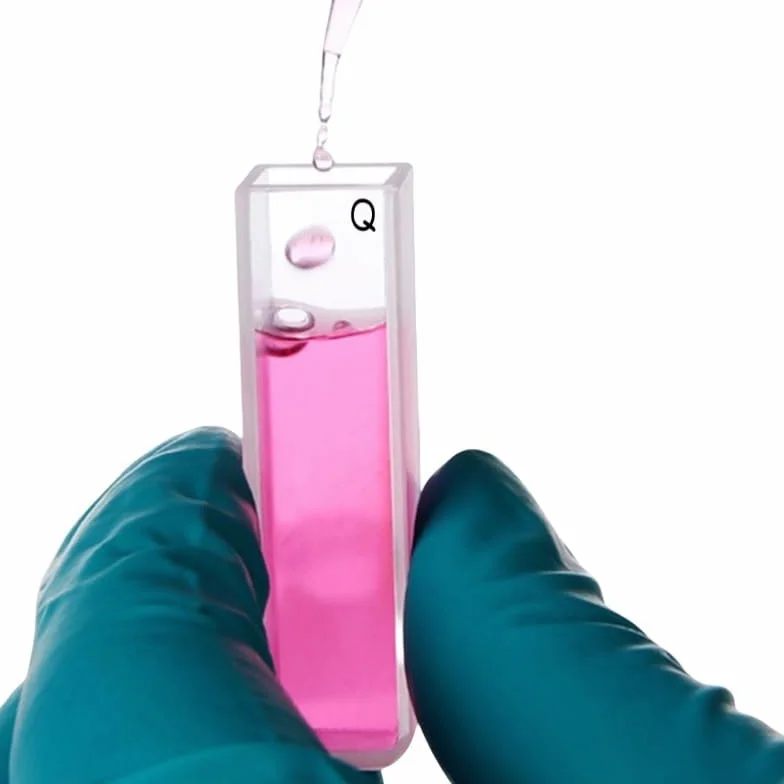 Cubeta de cuarzo de 10 mm for espectrofotómetro (paquete de 2), celda redonda de 3,5 ml con transparencia de doble cara, for muestras líquidas