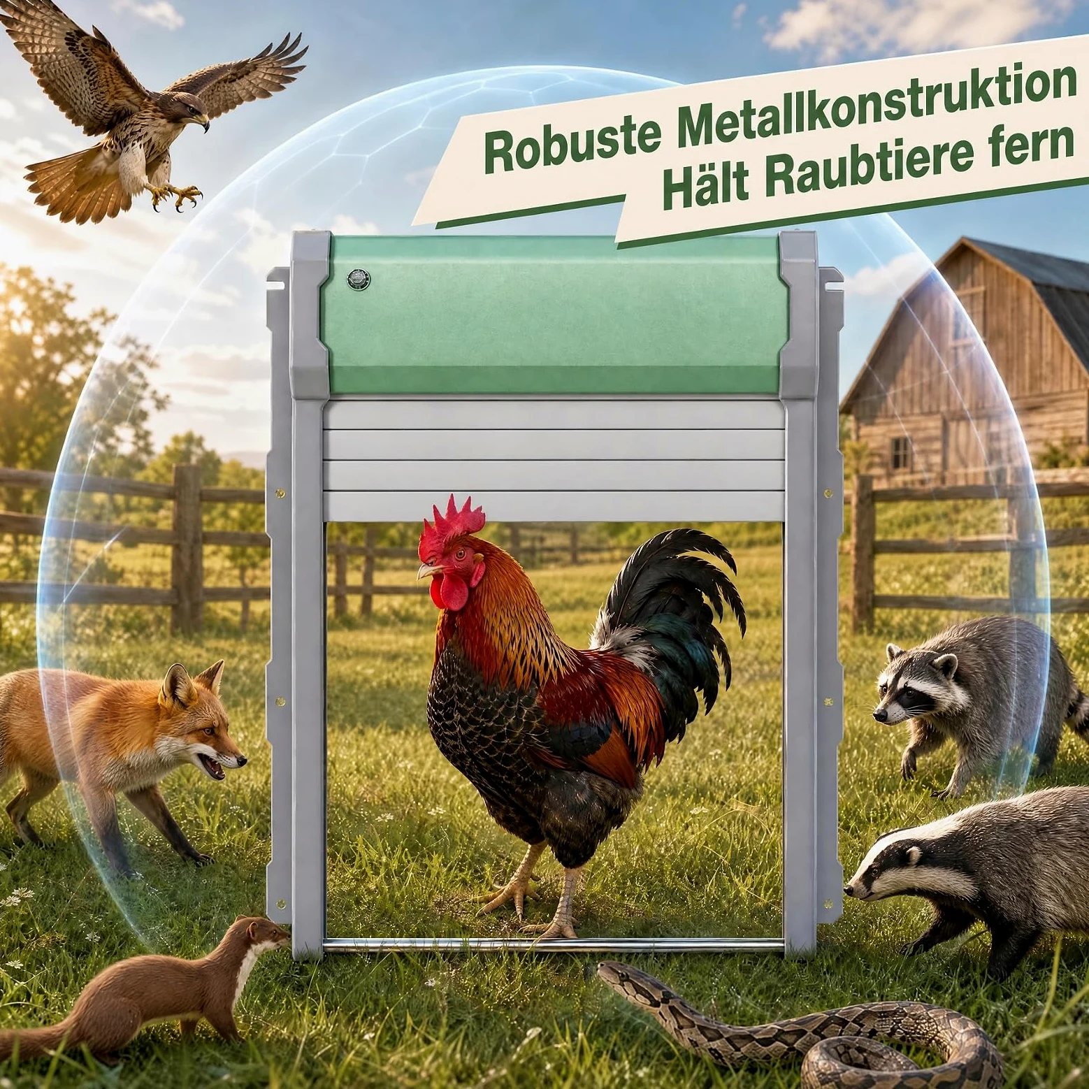 GYMAX Puerta Gallinero Automatica Solar con Control Remoto de 40 m, Puerta de Pollo Automática con Temporizador, Sensor de Luz, Modo Manual a Botón, Batería Recargable y Panel Solar para Exterior