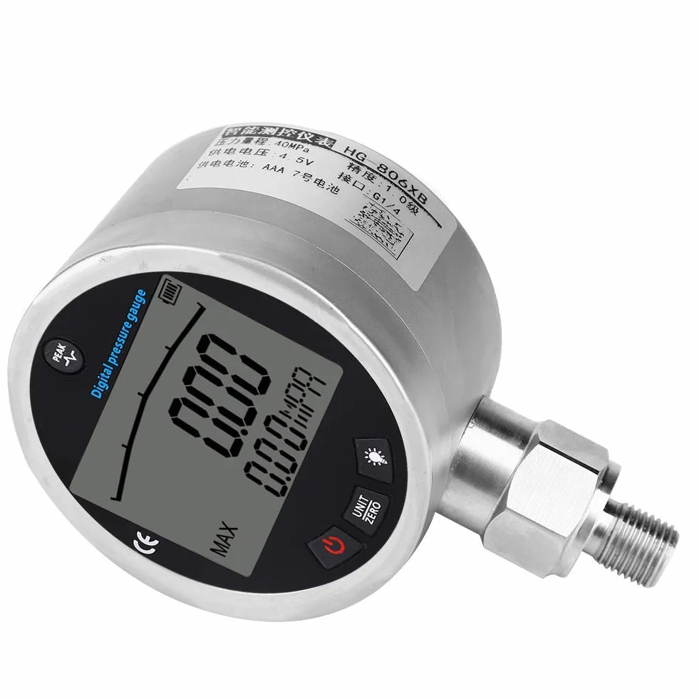 HG-806XB Manómetro Hidráulico Digital de 3,15 0-5800 PSI Manómetro de Presión con Conector G1/4 NPT con Pantalla LCD, Manómetro Digital 400BAR 0-40Mpa