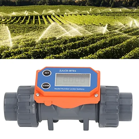 Medidor de flujo de agua con pantalla digital, medidor de flujo de agua de UPVC, medidor de sensor de agua de 10-150 l/min para riego de tierras agrícolas, plantas de agua, estanques de peces