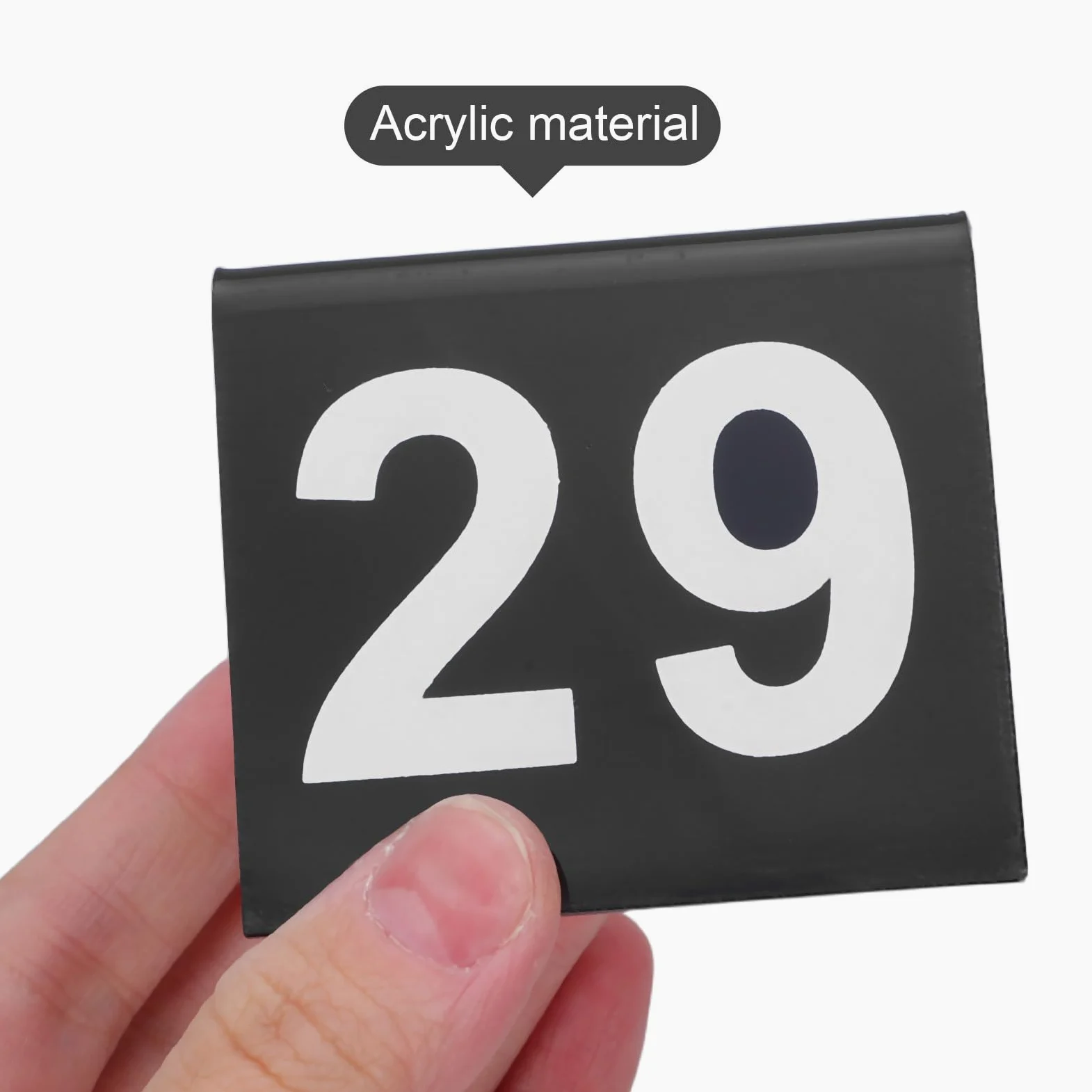 POPETPOP Números de Mesa Acrílicos 1-50, Carteles Triangulares V | Doble Cara Visible, Base Estable, 50 Piezas, Diseño Compacto para Áreas de Comedor Reducidas
