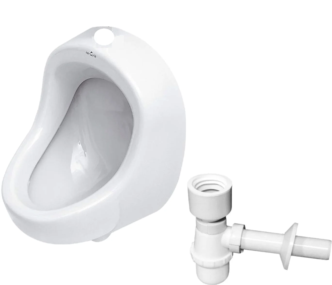 vbchome de Juego: Urinario Entrada Superior Blanco Moderno de Gran Calidad Cerámica pinkelwurst Platillos Vertical PISSOIR Presidente + Sifón Botella Sifón a50132