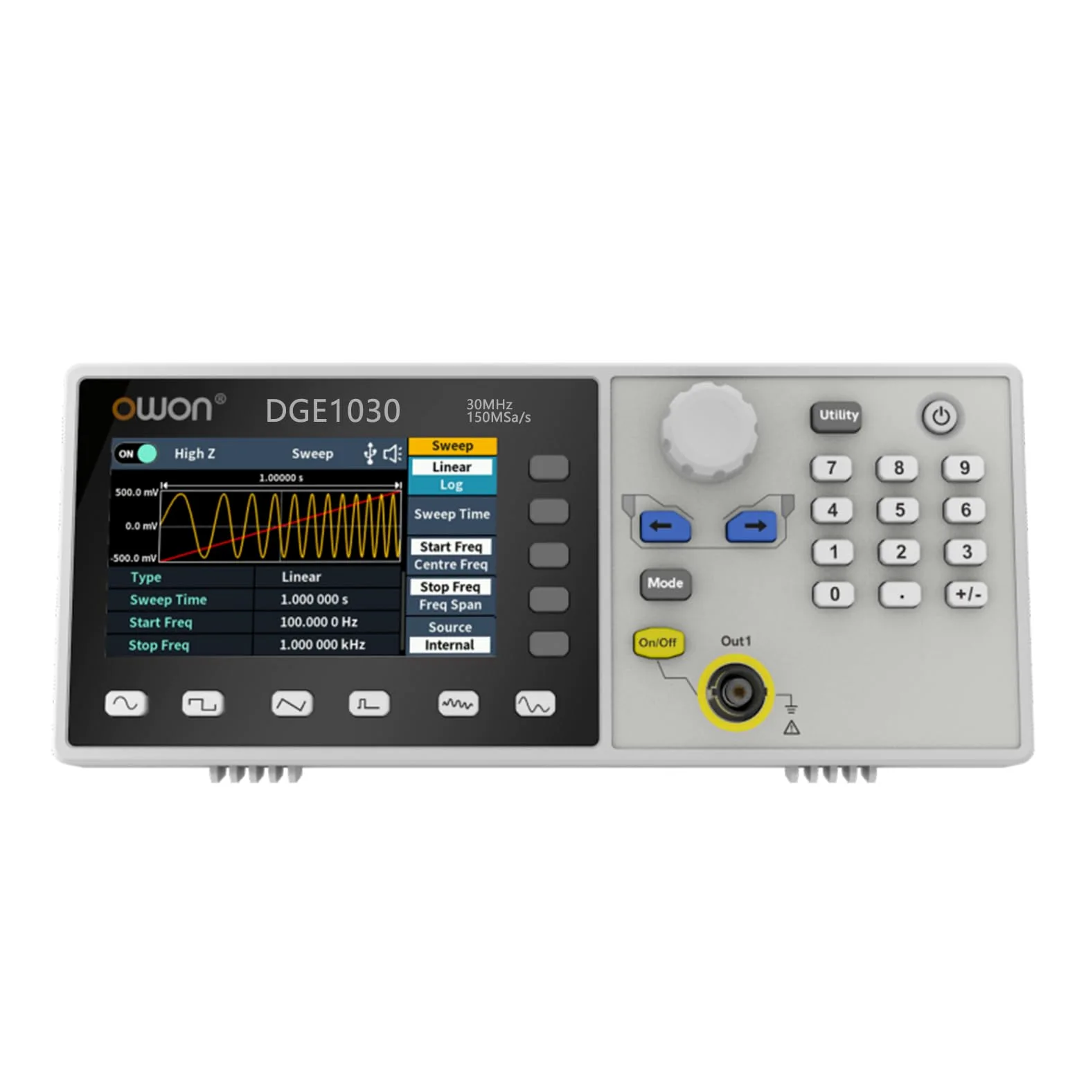OWON DGE1030 - Minigenerador de señal arbitraria de 3,6 pulgadas, 14 bits, AM, FM, PM, modulación FSK, soporte SCPI