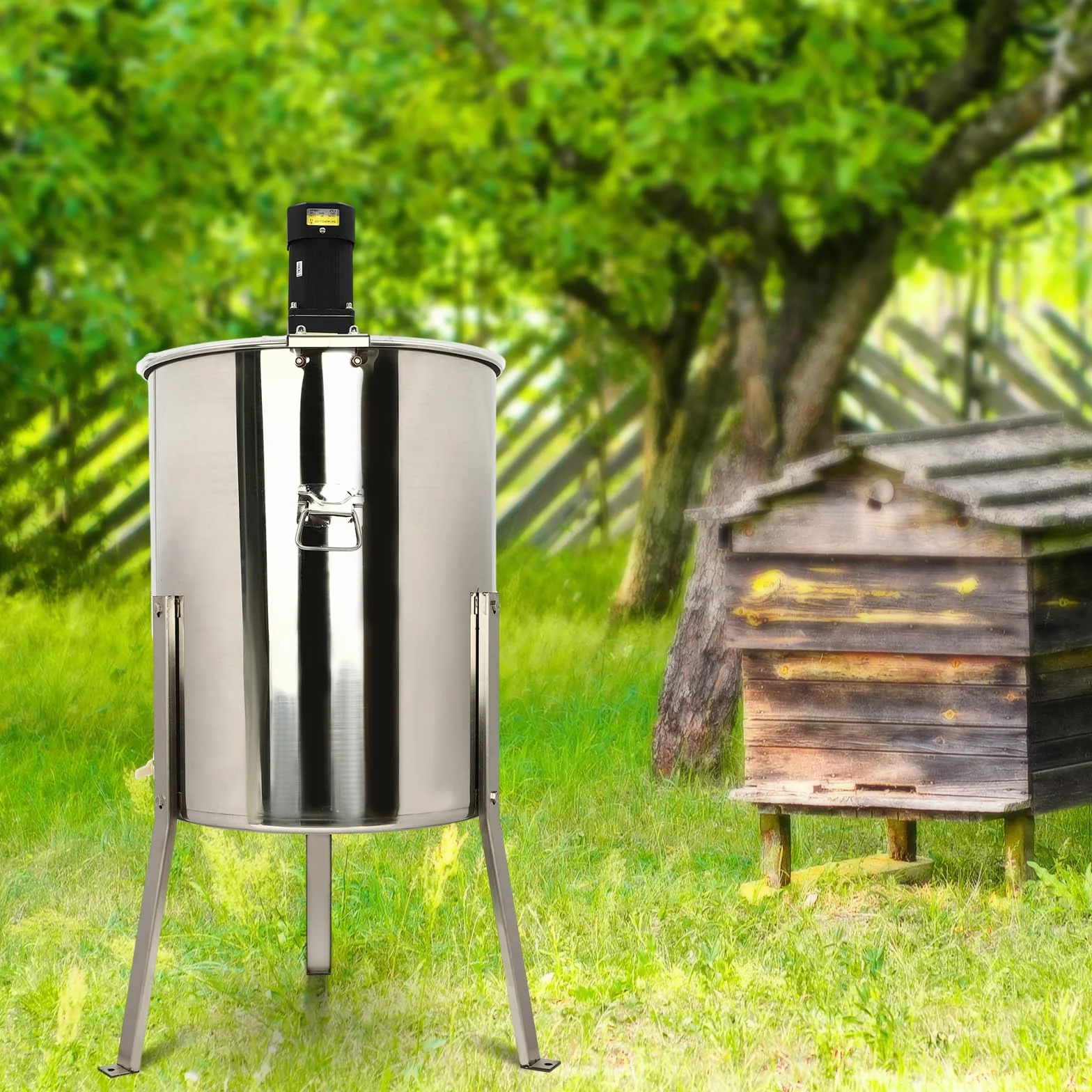 Centrifugador eléctrico de miel de acero inoxidable, 140 W, 8 panales (4 pequeños + 4 estándar), extractor de miel, extractor de miel, extractor tangencial con tapa transparente para apicultores