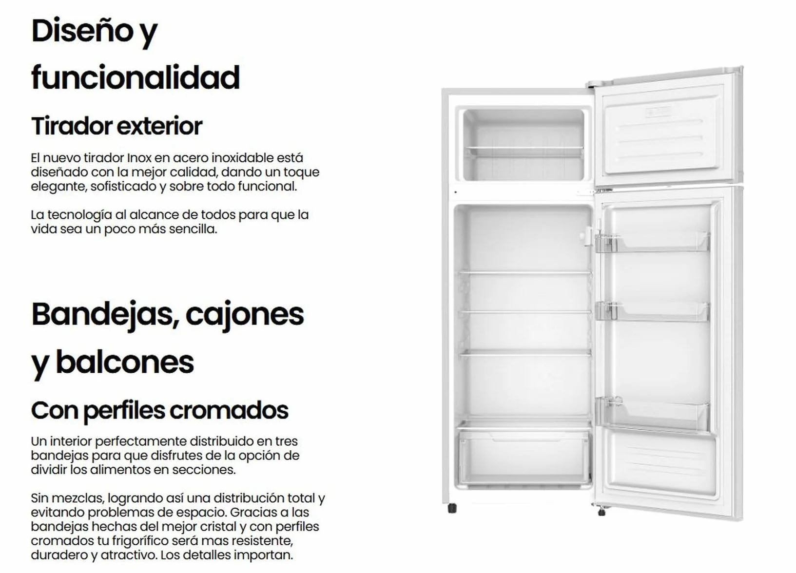 INFINITON Frigorifico Dos Puertas FG-A145B 200 Litros 143 cm Defrost LED Interior Blanco