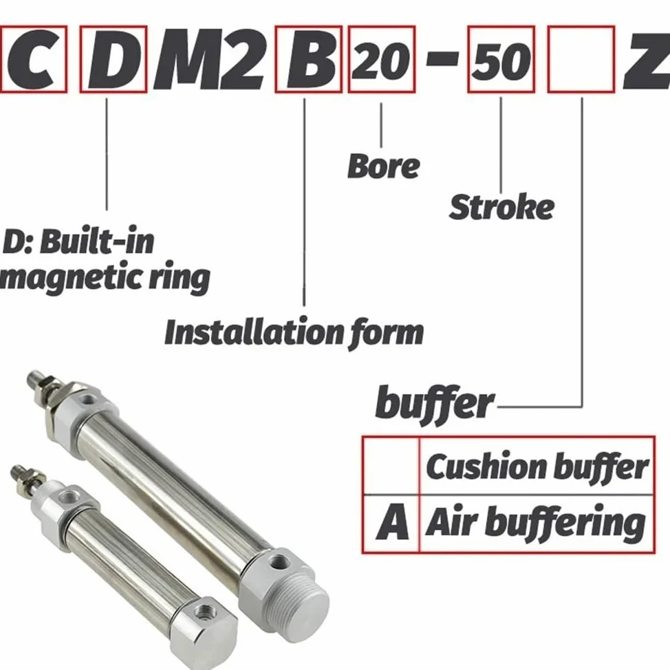 Componentes neumáticos Cilindro de pistón con detector magnético, cilindro doble efecto, acero inoxidable CDM2B25-75 CDM2B25-100 CDM2B32-150(300MM*32MM)