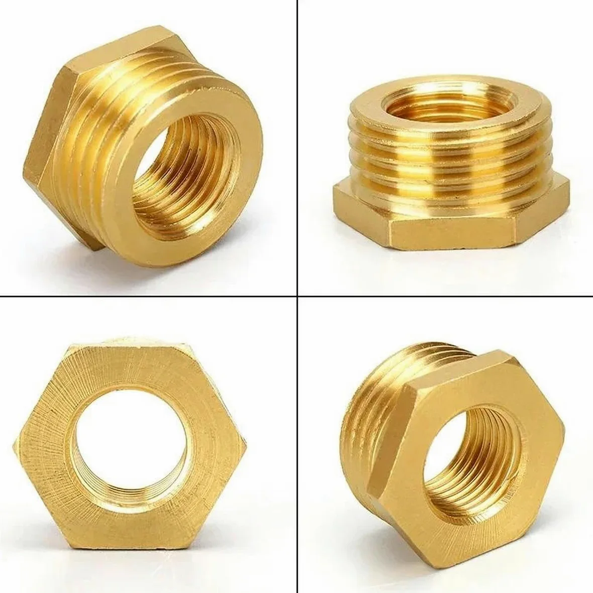 Conector de tubería reductor de buje hexagonal de latón F a M roscado 1/8 1/4 3/8 1/2 3/4 Conector reductor de adaptador de gas de agua de cobre-F 02 a M 06-20 piezas