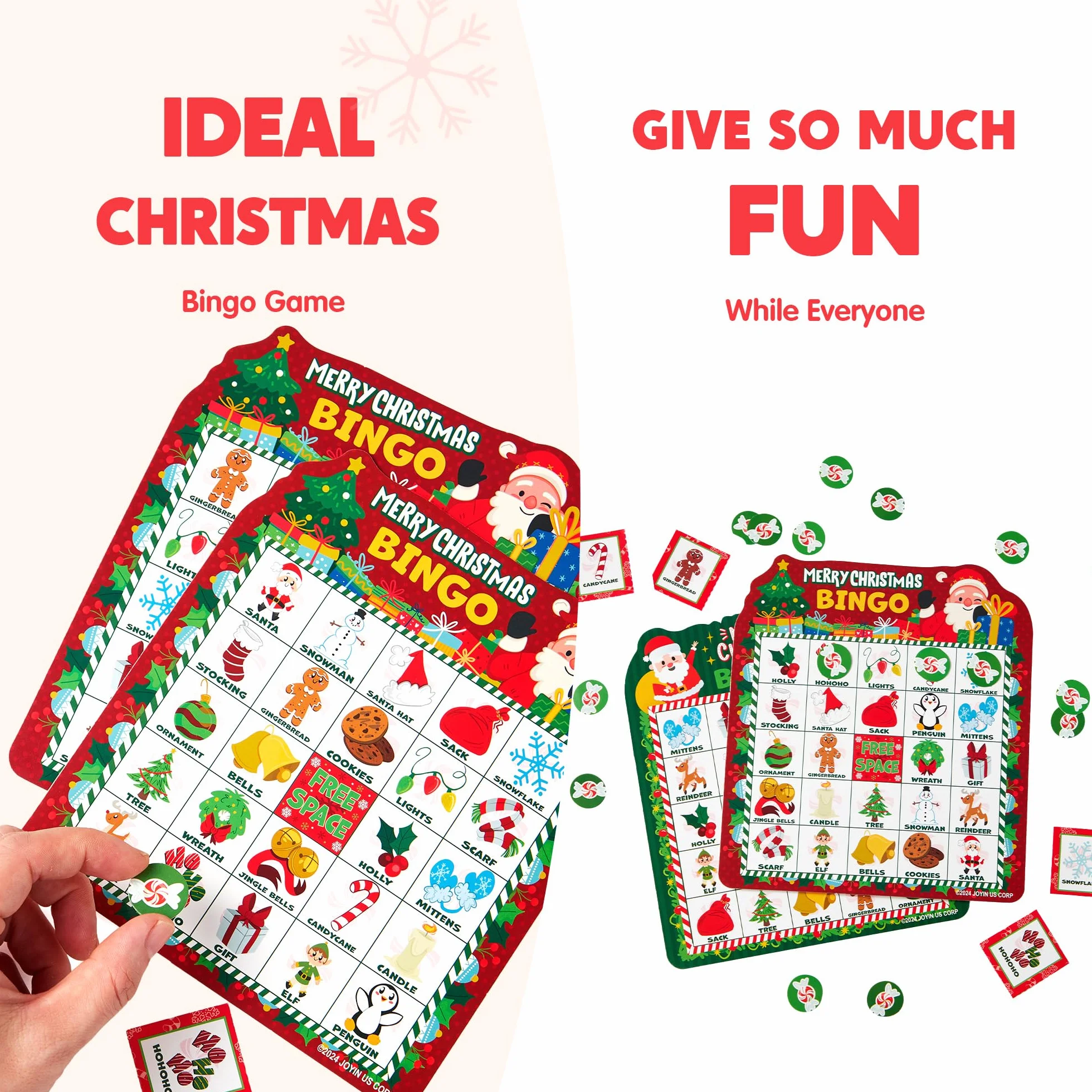 JOYIN Juego de cartas de bingo de Navidad para 30 jugadores, 3 colores