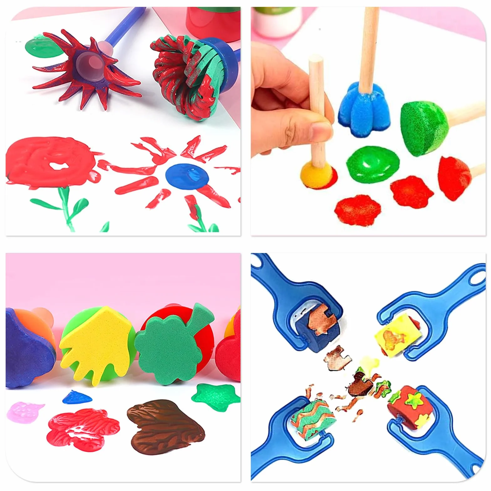 Set de 30 Kit Pintura Niños, Pincel, Esponja para Pintar, Herramientas de Pintura Manual DIY