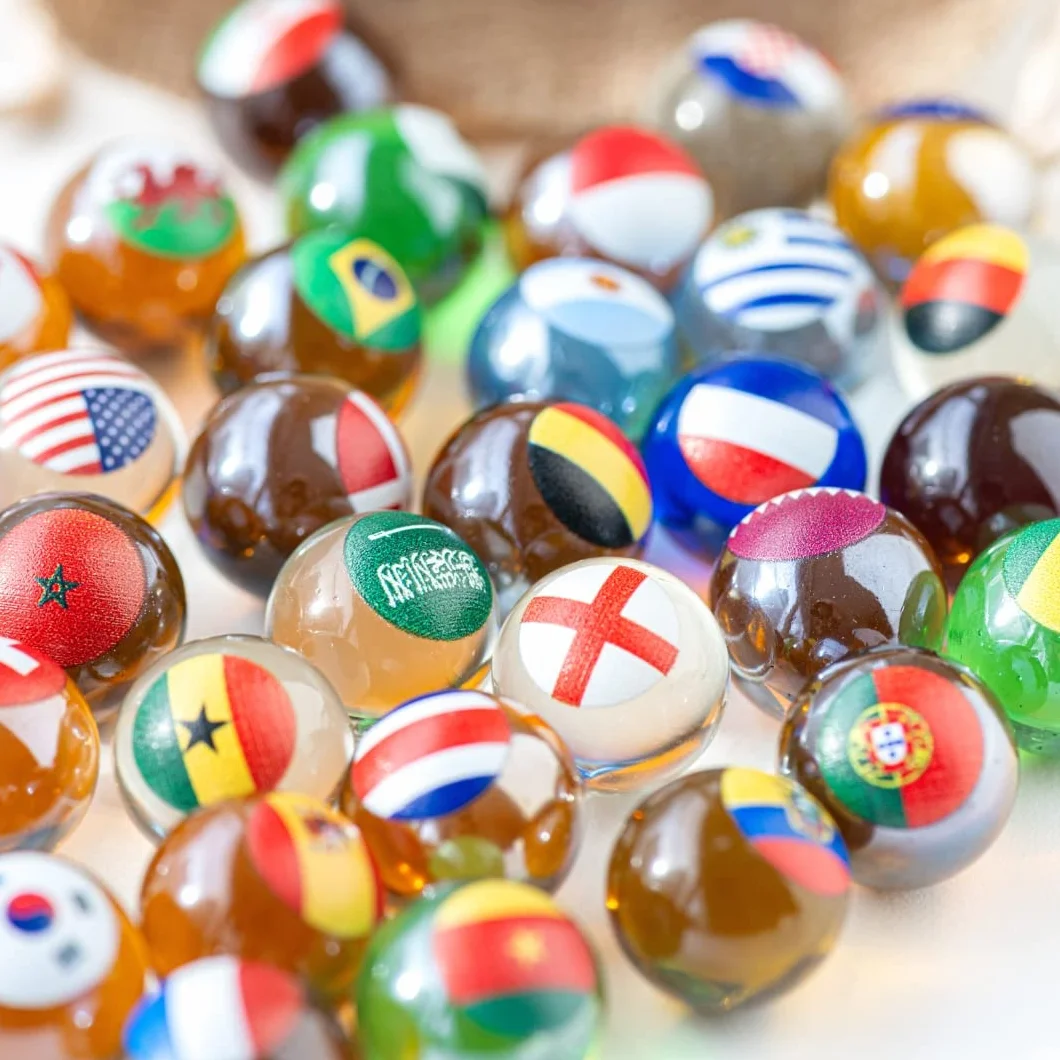 Canicas de Cristal 16 mm con Banderas de Mundiales de Fútbol para Circuitos