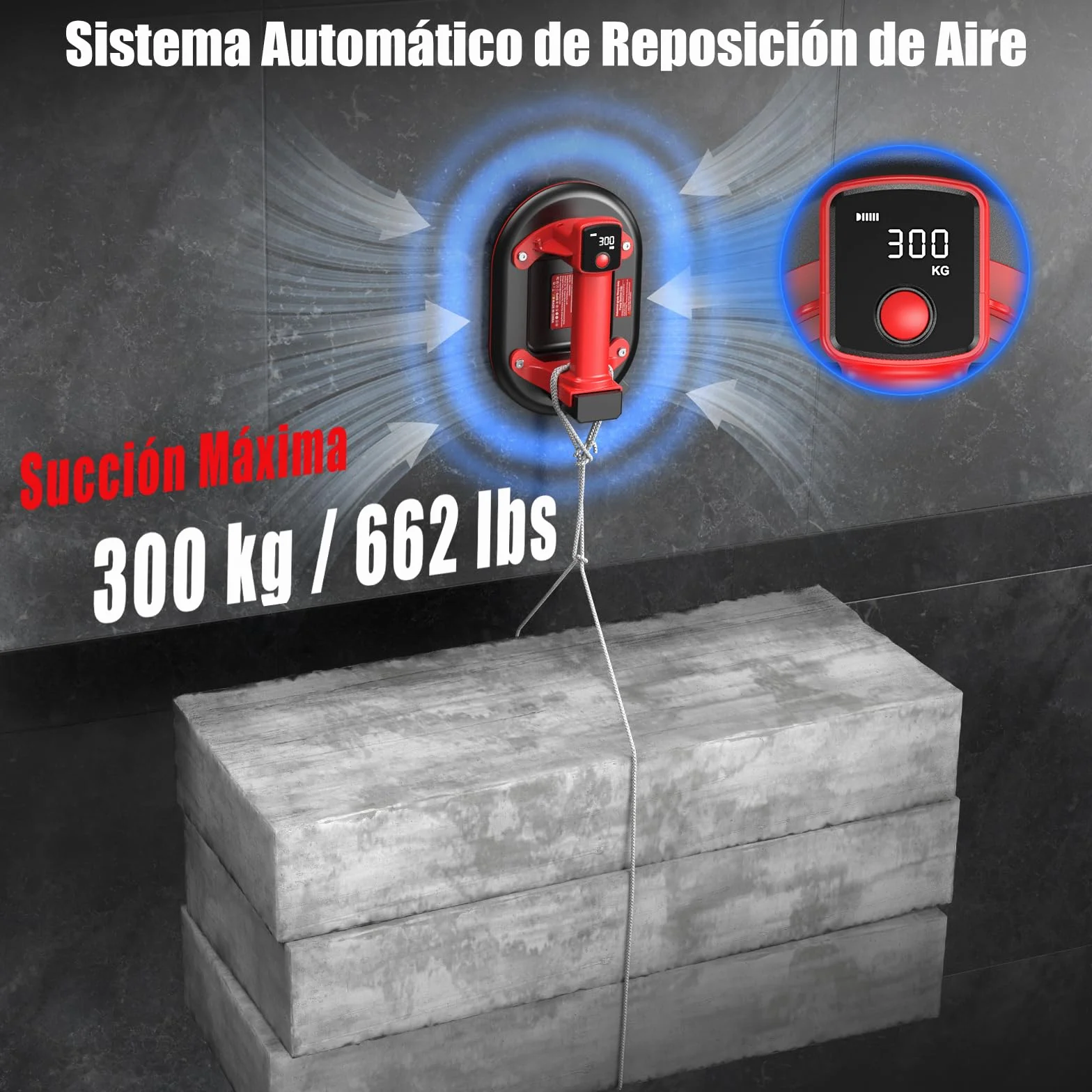 2-Piezas Ventosas para Cristales, 10" Ventosas EléCtrica para Azulejos, Ventosa de VacíO, Carga MáX. 300 KG, con 4 X 3,0Ah BateríAs, Ventosa para Levantar Baldosas, Granito, MáRmol y Vidrio