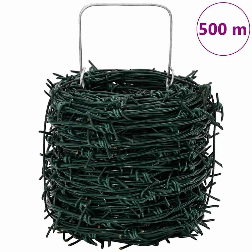 Alambre de púas (100 m, acero galvanizado en caliente), color verde