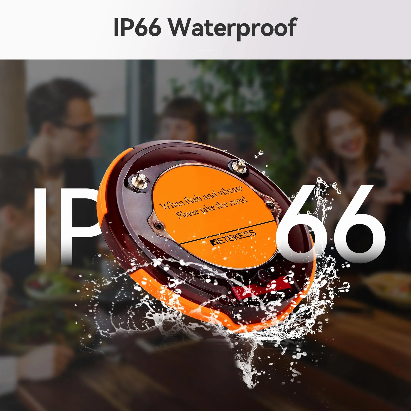 Retekess TD156 Buscapersonases Restaurante, 800M Avisadores Hosteleria, IP66 Impermeable, Goma a Prueba de Caídas, Batería 500 mAh 48H, Sistema de Llamadas para Logística, Hotele, Parque Acuático