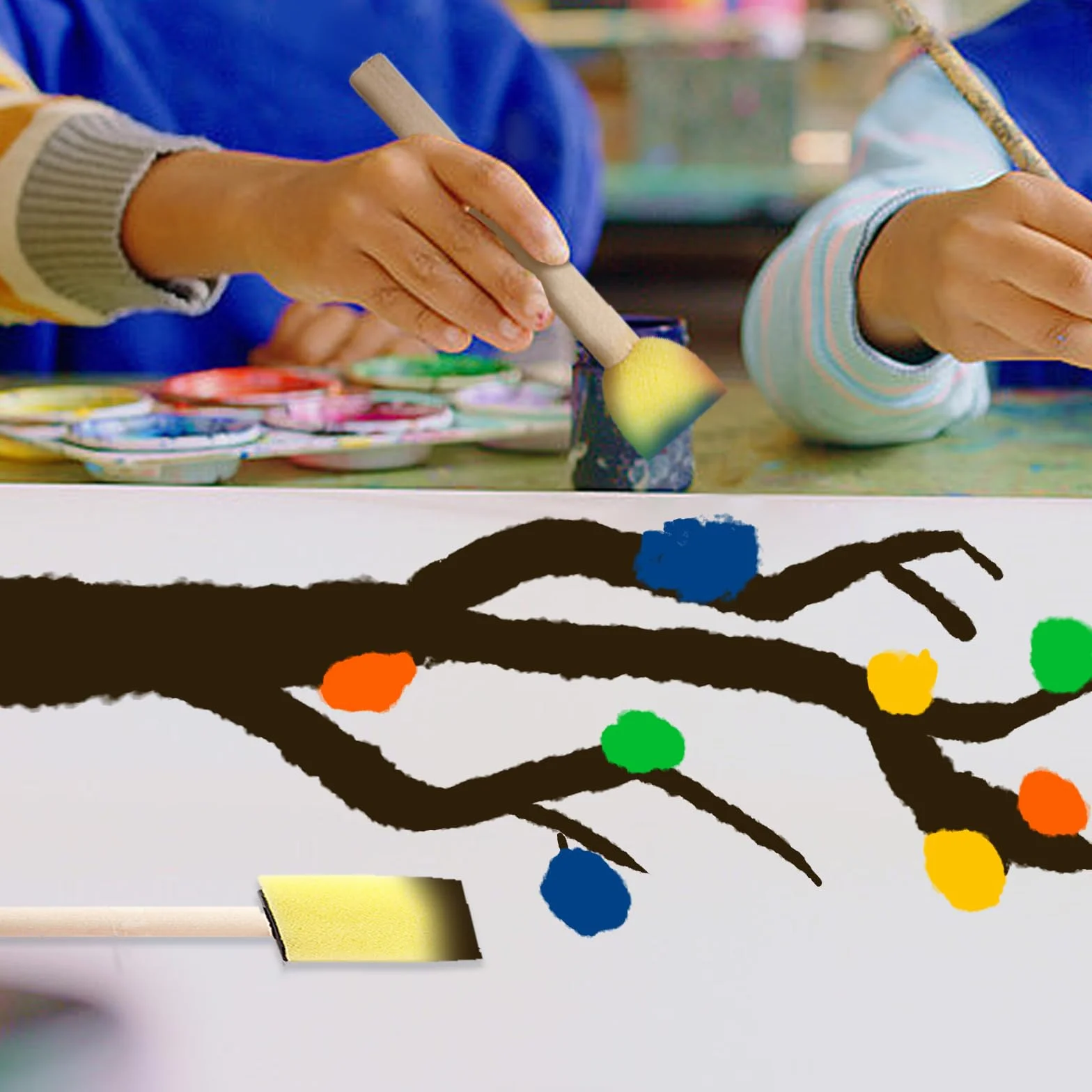 30 Piezas Pinceles para Pintura Niños con Paleta, Cerdas Redondas y Planas