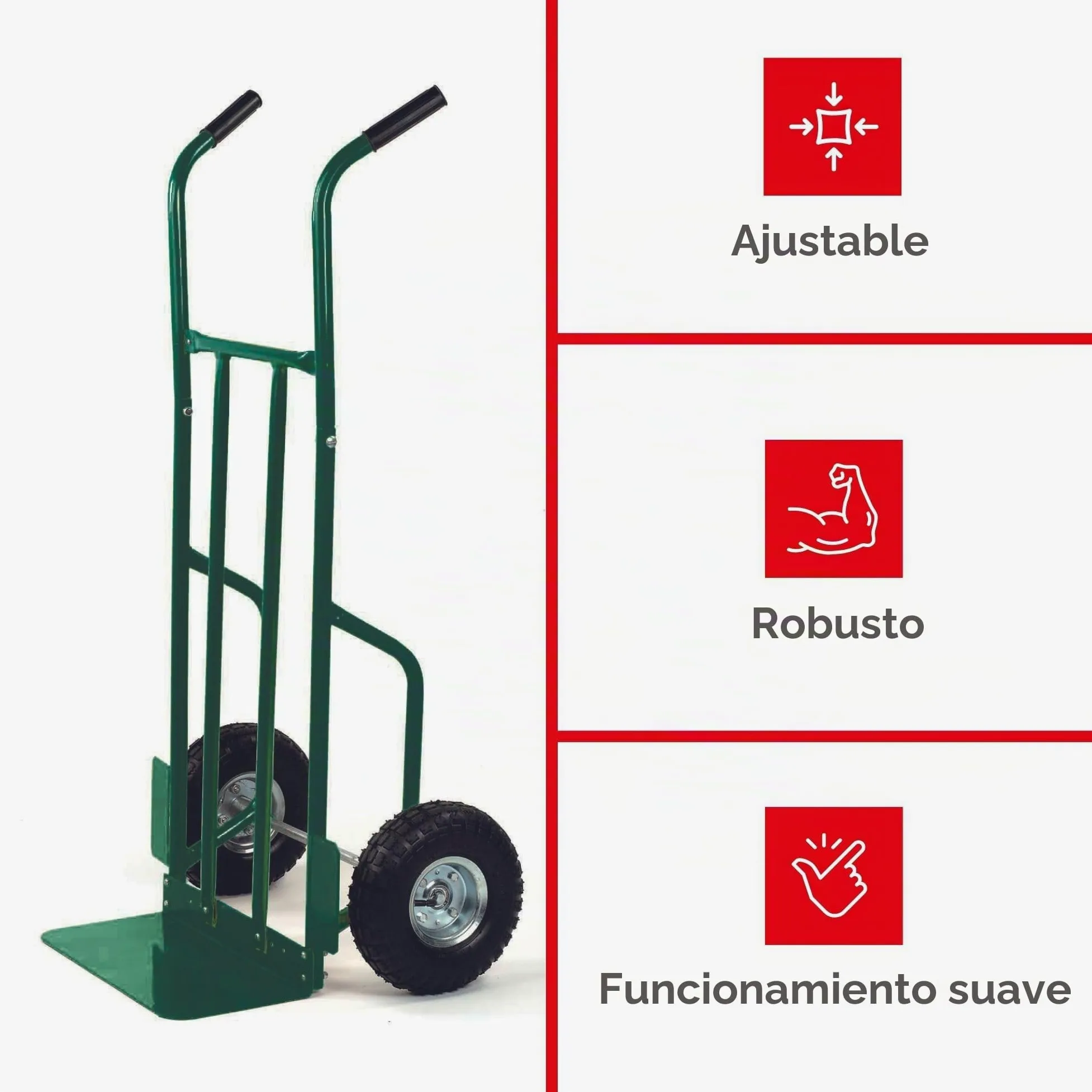 Toolland Carrito para leña Verde con Ruedas neumáticas, Marco de Acero, Carga máx. 250 kg, 3 Posiciones, Asas softgrip, Ideal para Transportar y apilar leña