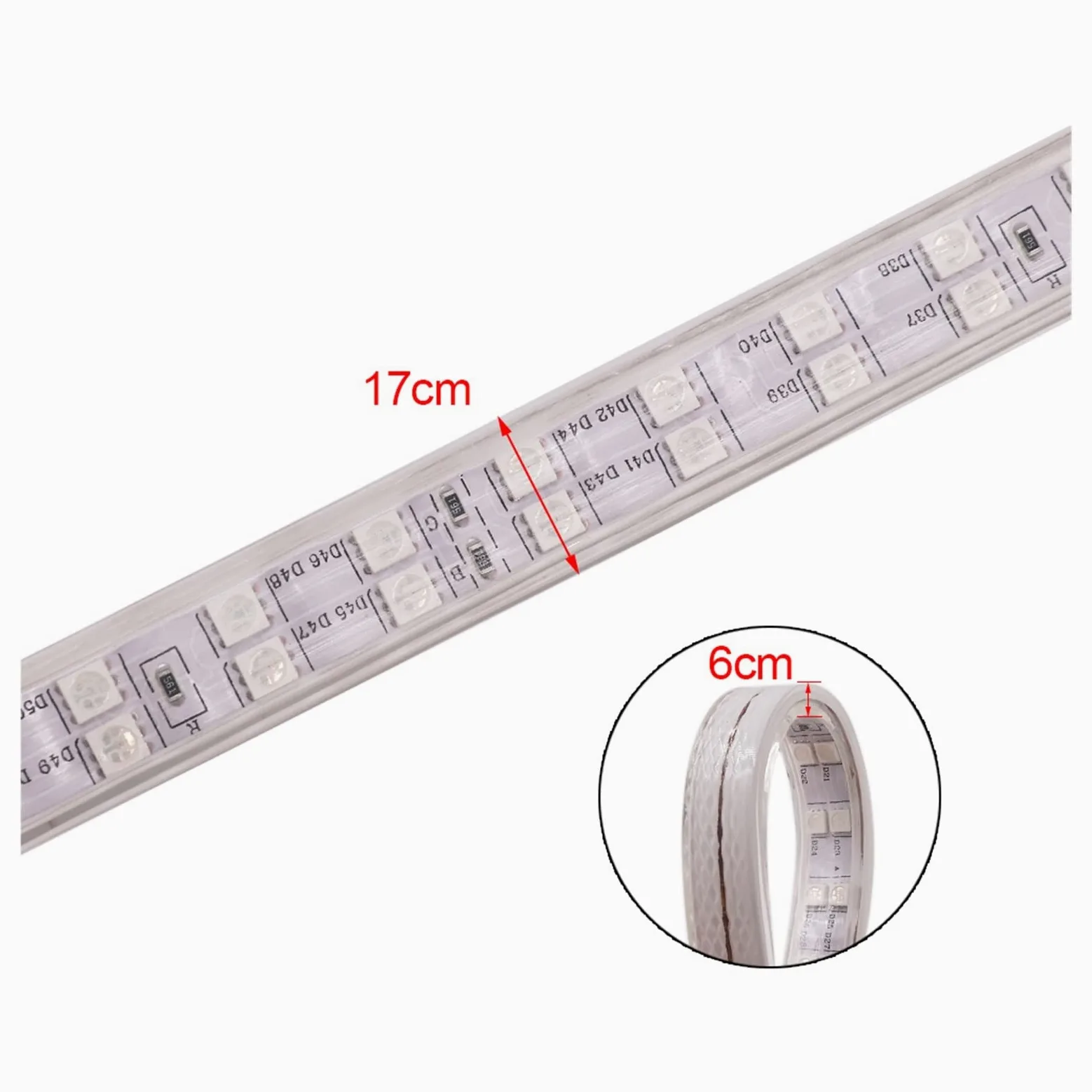 Tira de luces LED RGB 5050 de 220 V, control remoto táctil, súper brillante, doble fila, impermeable, cinta flexible para decoración del hogar (juego RGB de 220 V, 15 m)