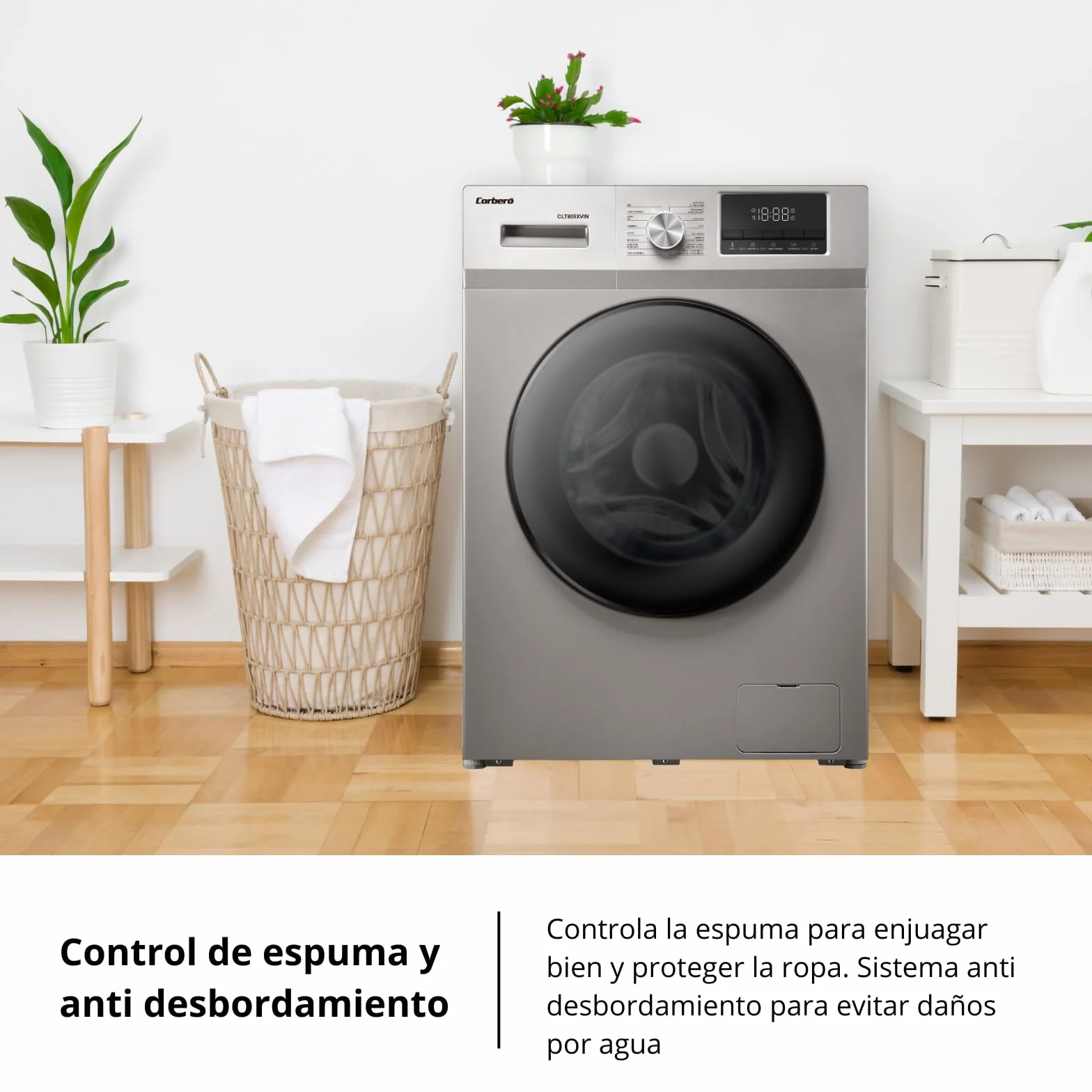 Corberó Lavadora Carga Frontal CLT805XVIN 8 Kg 1400 Rpm Inverter 16 Programas Vapor Antialérgico Inox