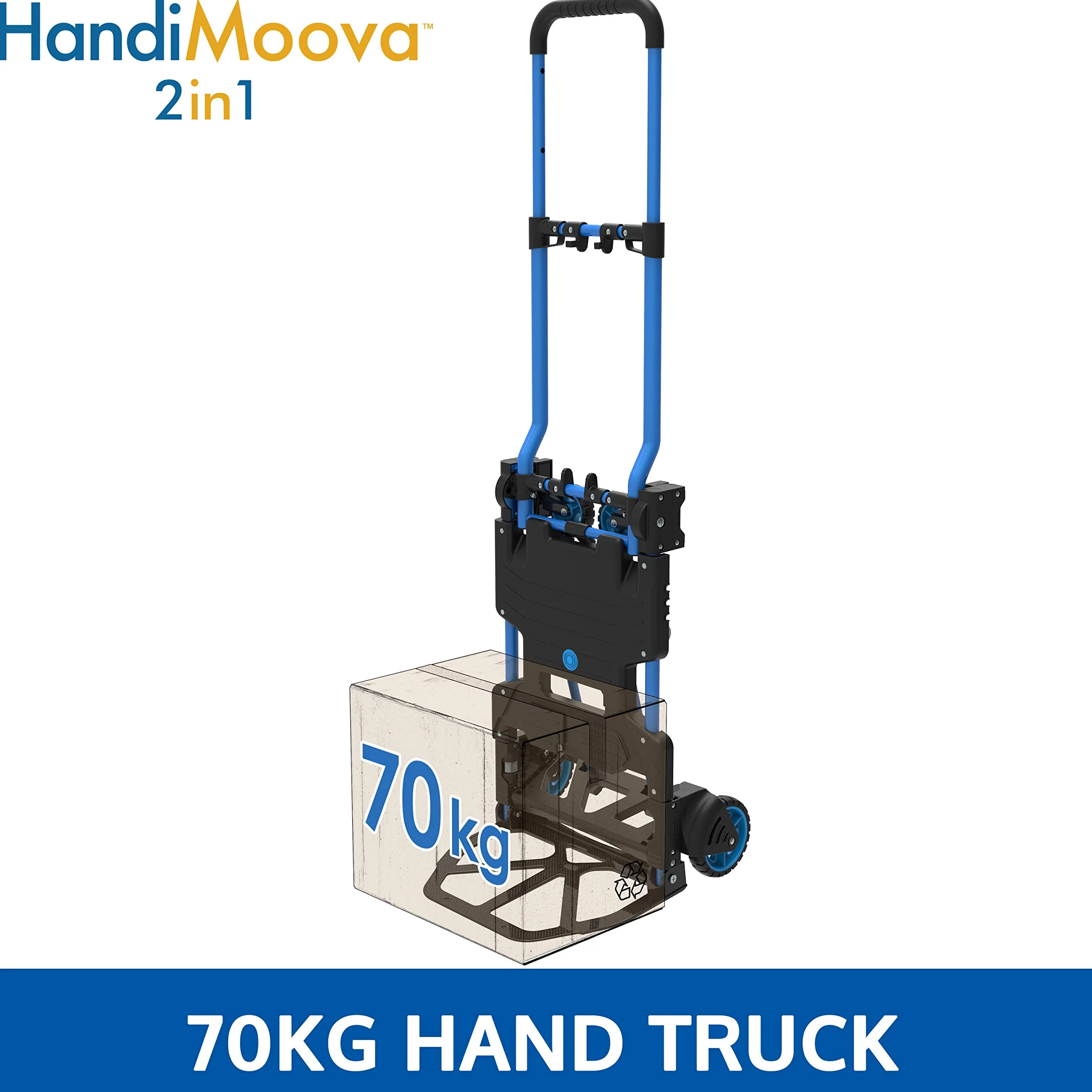 HandiMoova - Carro para Carga de 135 kg y Diablo 2 en 1 para Carga de 70 kg con Plataforma Plegable, transformable en cuestión de Segundos