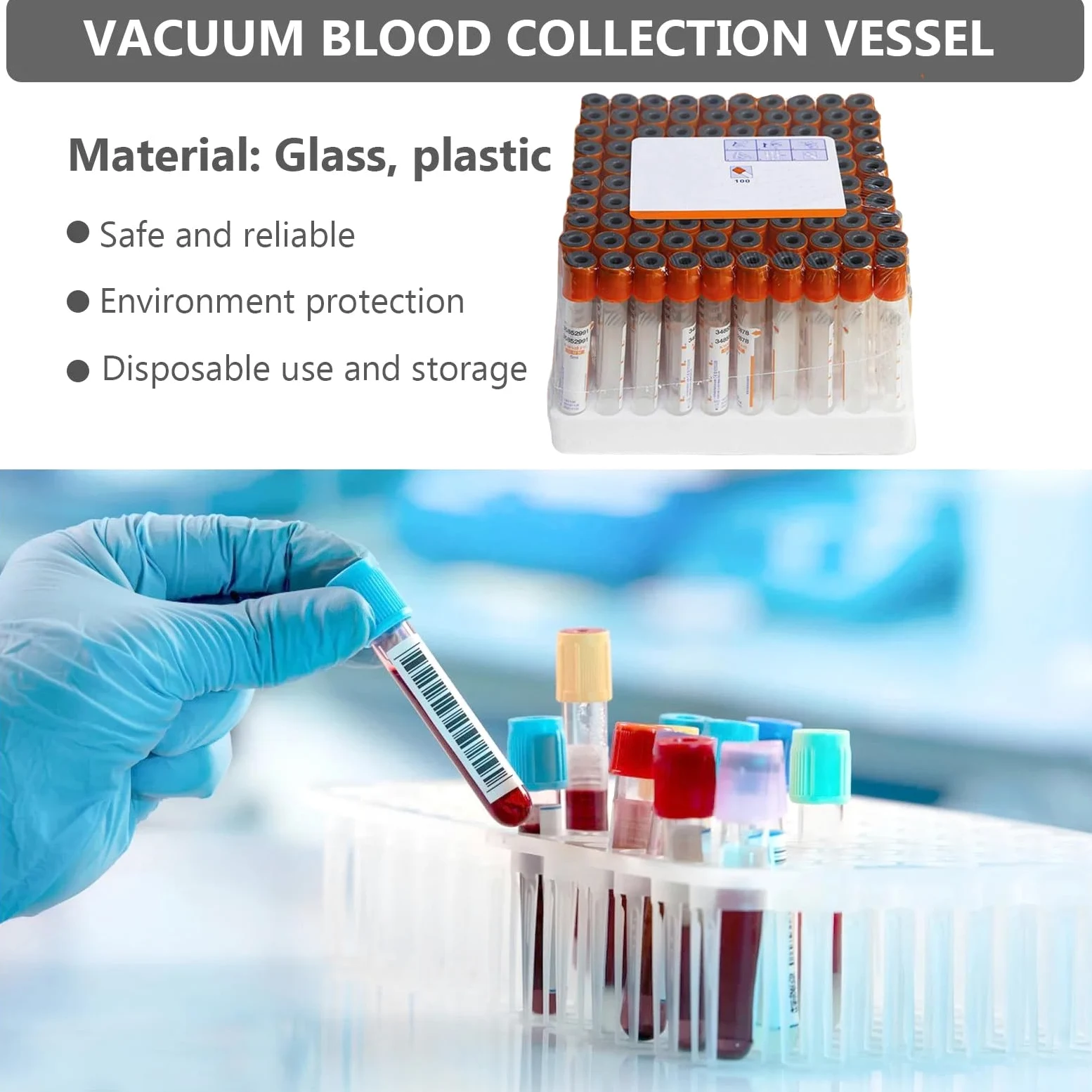 Centrífuga, Tubos para extracción de Sangre, Paquete de 100 Unidades, 3 ml, Tubo de centrífuga de un Solo Uso para Laboratorio