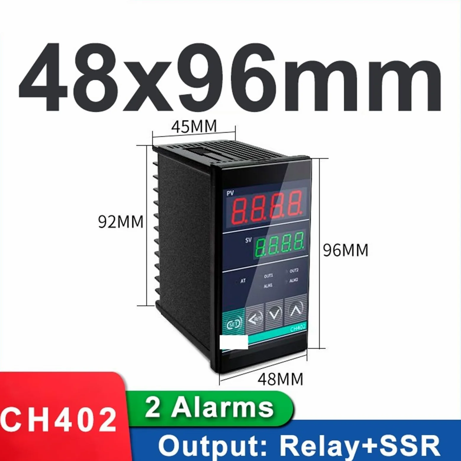 1 Uds salida Dual SSR y relé CH102 CH402 CH702 CH902 2 alarmas LCD controlador de temperatura PID Digital 100-240VAC(CH402 MV AB)