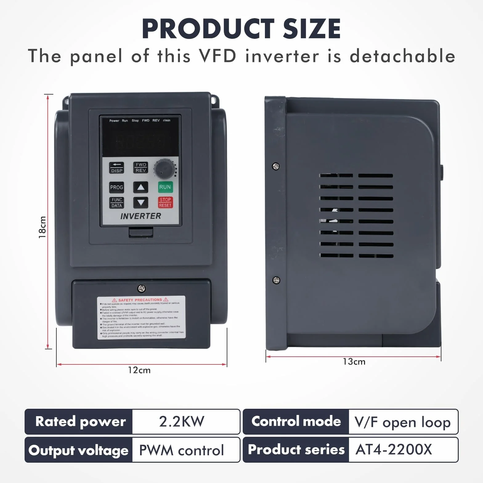 Jadeshay Variador de Frecuencia Monofásico a Trifásico Convertidor de Frecuencia 2.2KW 220V a 380V VFD con Control PWM 50/60Hz 8A Panel Removible para Regulación de Velocidad de Motor