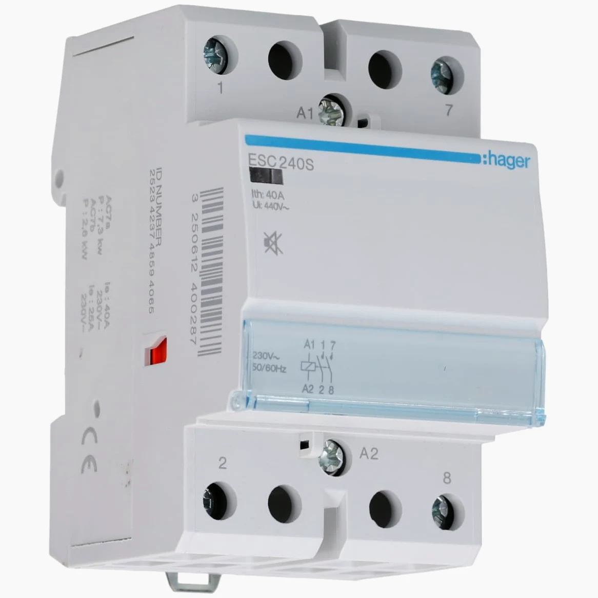 Hager ESC240S Contactor Silencioso, 40A, 2NA, 230V