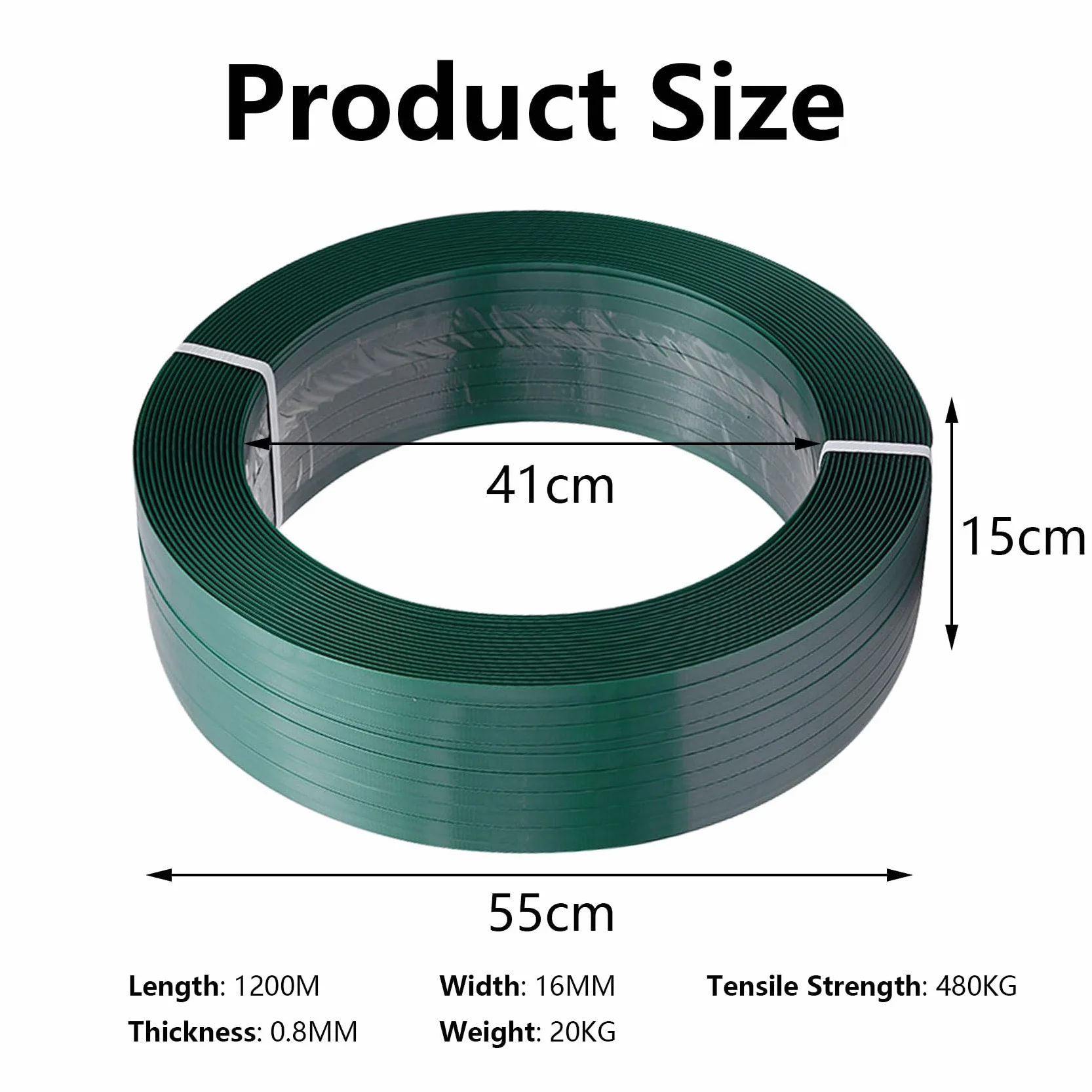Yinian Flejes Manuales de Alta Resistencia Fleje de Embalaje 16mm x 0,8mm 1200 Metros Rollo de Cinta de Fleje de Poliéster Verde