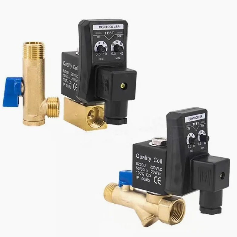 1 Uds 1/2 "DN15 válvula de drenaje automático compresor de aire interruptor de retardo de tiempo controlador de válvula magnética electromagnética AC220V 110V DC24V 12V(OPT Coil)