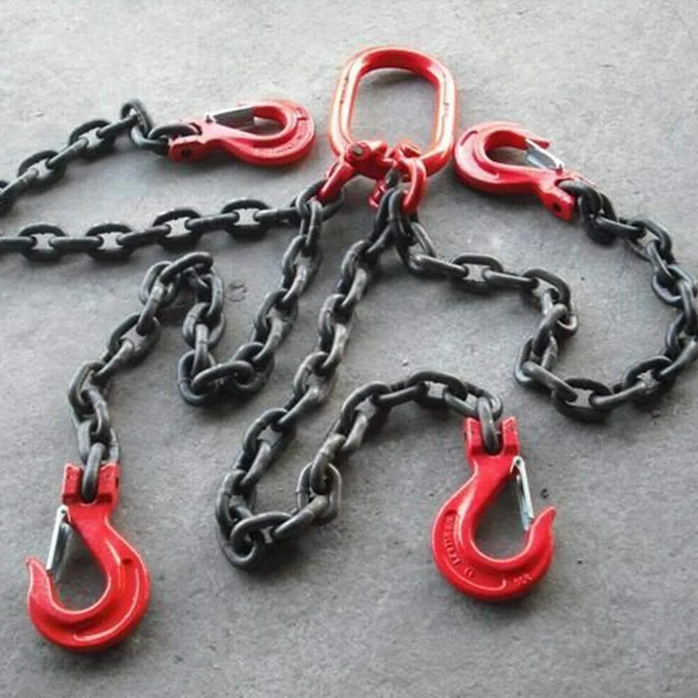 Cadena colgante de 1,5 m, 4 hebras, 5 T, gancho de cabeza de horquilla, colgador de grúa