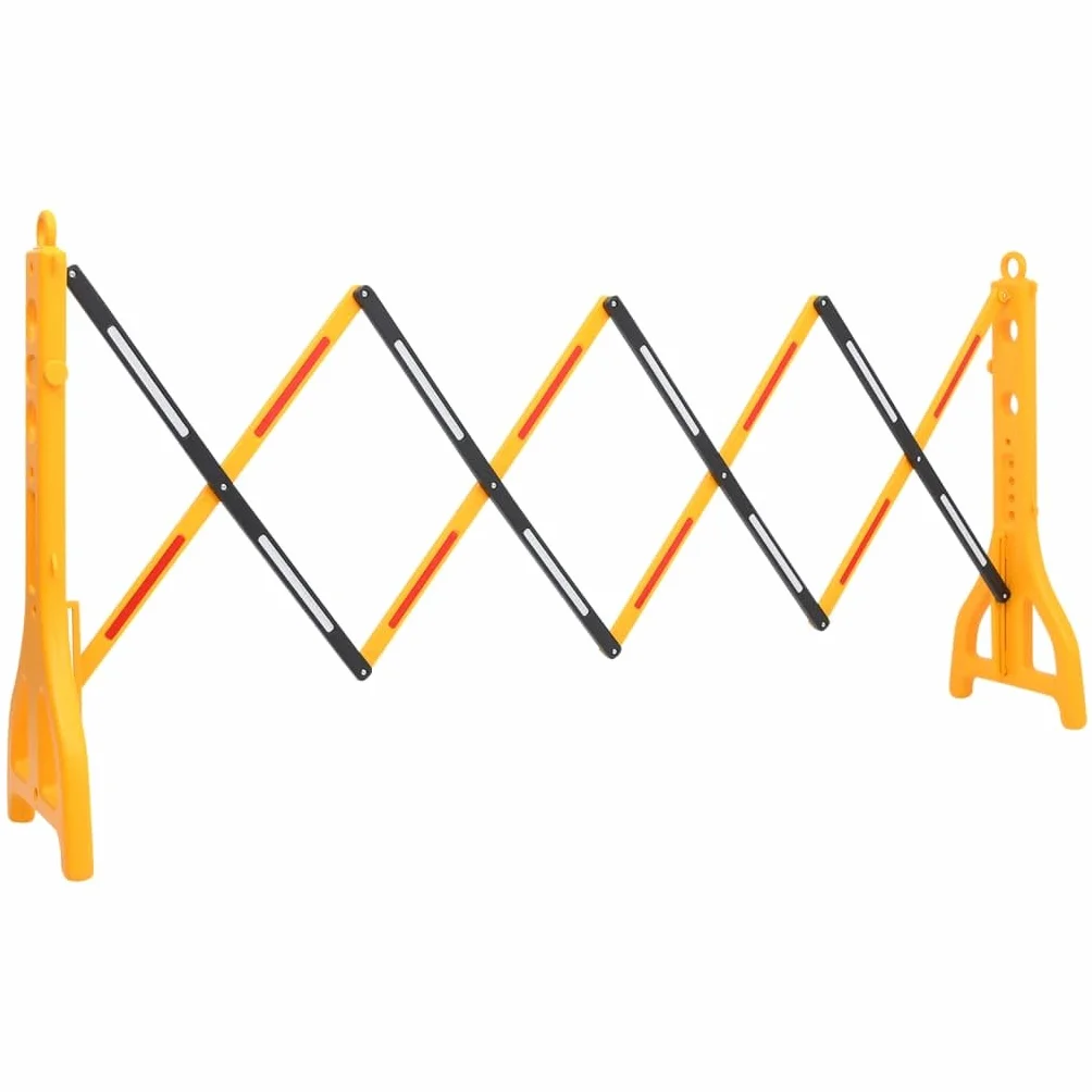 vidaXL Barrera de Tráfico Plegable Seguridad Carretera Valla Telescópica Rayas Reflectantes Barricada Portátil Expansible Amarillo y Negro 250x38x96cm
