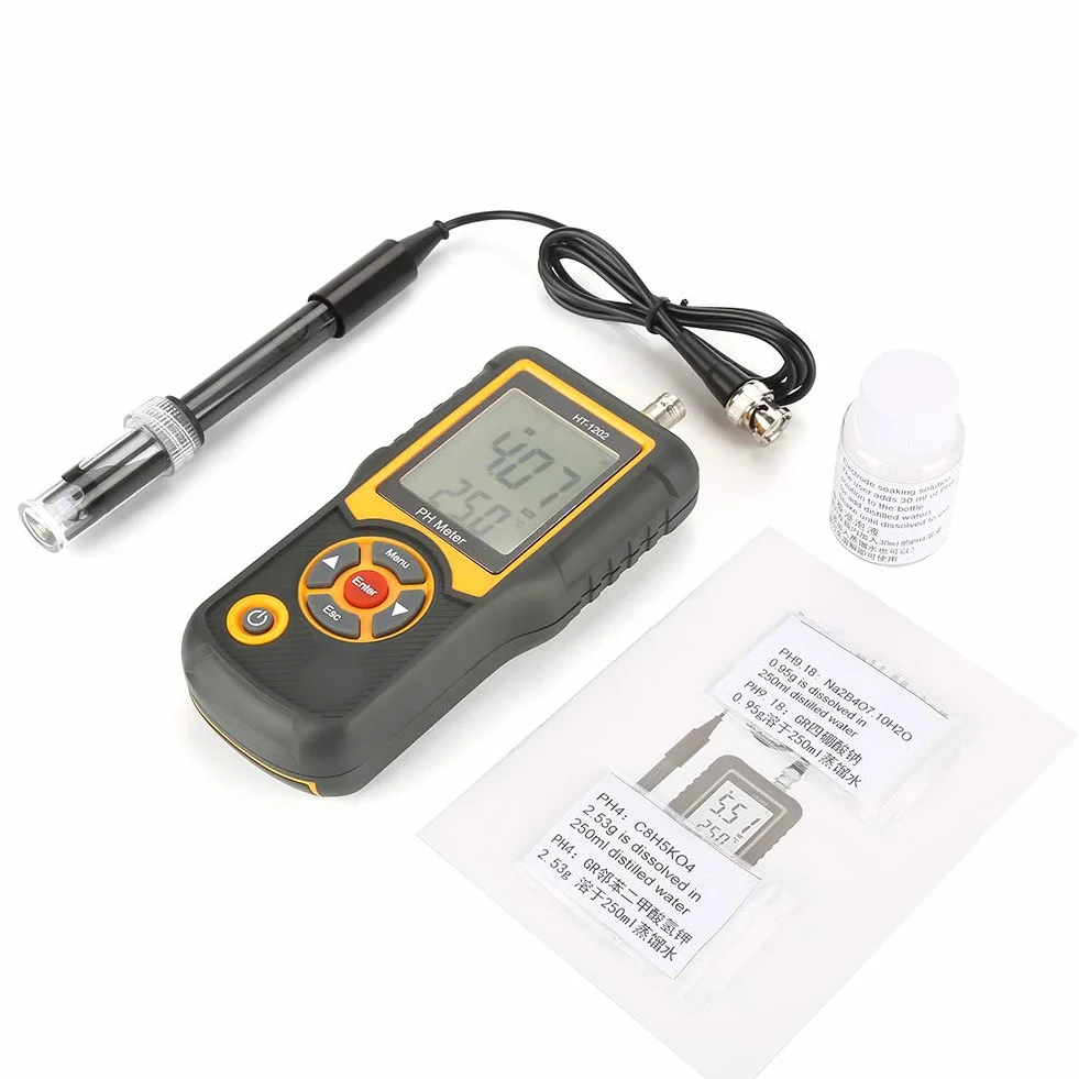Probador de PH mV Digital, HT-1202 Medidor de pH de calidad de agua Probador de Agua 0~14PH, -415~415mV