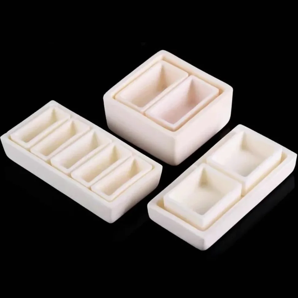 Juego de crisoles de alúmina de alta temperatura for análisis de laboratorio (moldes de combustión de 50-100 mm)(90x65x30mmx12)