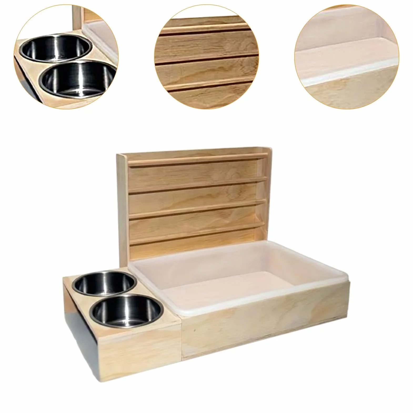 Comedero de Madera para Conejos, Comedero/baño para Chinchillas Y Jerbos.