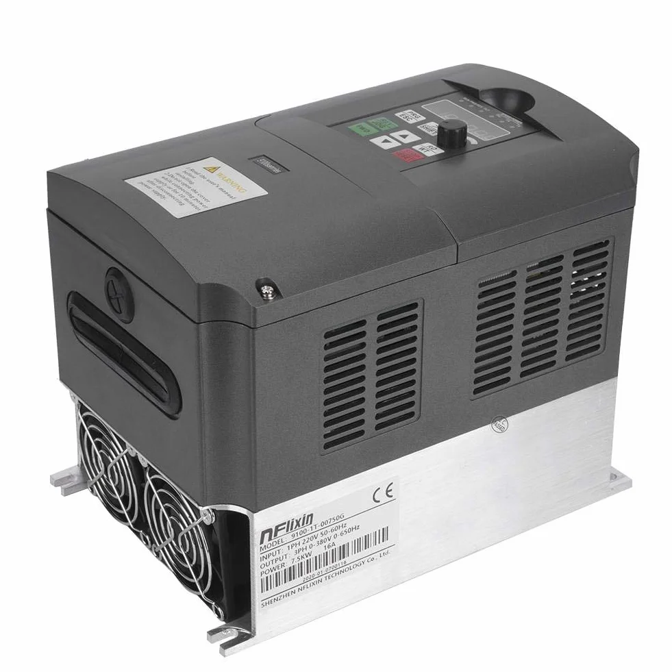 Inversor VFD, convertidor de frecuencia VFD 7.5kW monofásico Entrada 220VAC Salida trifásica 380VAC, controlador de velocidad VFD Inversor VFD