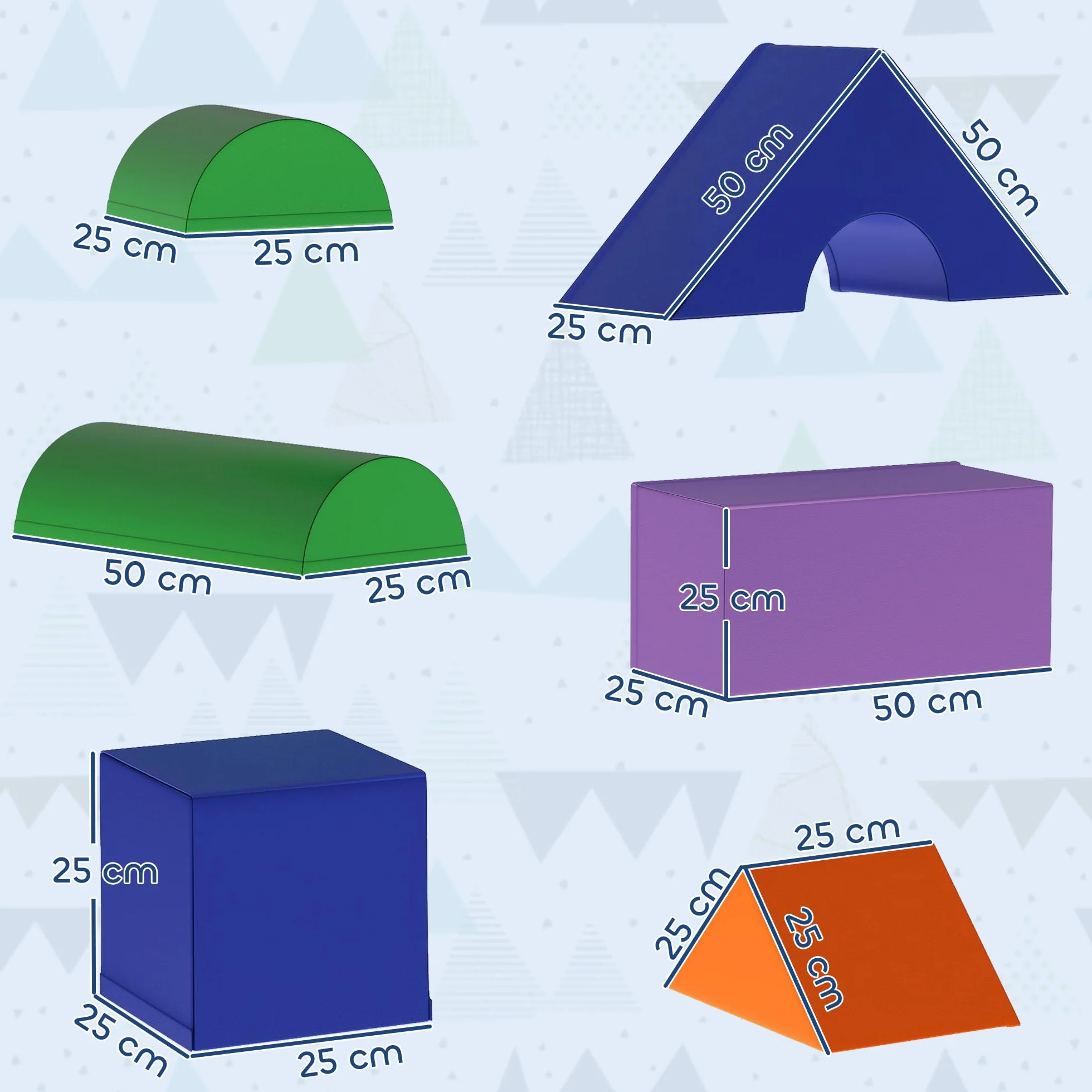 HOMCOM Juego de 11 Bloques de Espuma para Niños Psicomotricidad Infantil Figuras de Construcción Multicolor