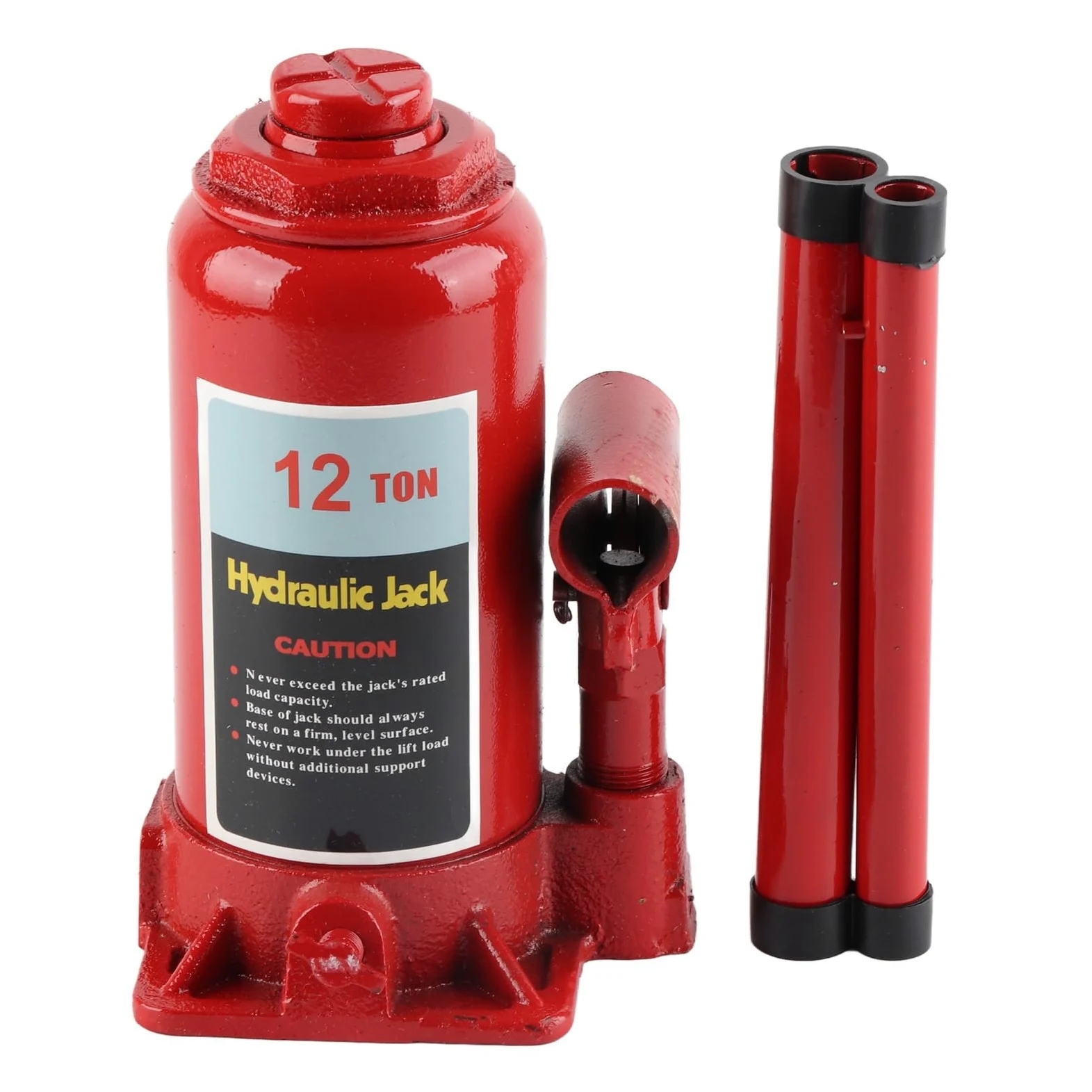 Cocoarm Gatos Hidráulicos de Botella, Gatos Hidráulicos de 12 Toneladas con Construcción de Placa de Acero Gruesa, Rango de Elevación de 195-370 Mm, Silla Ranurada y Base Ancha, para Construcción