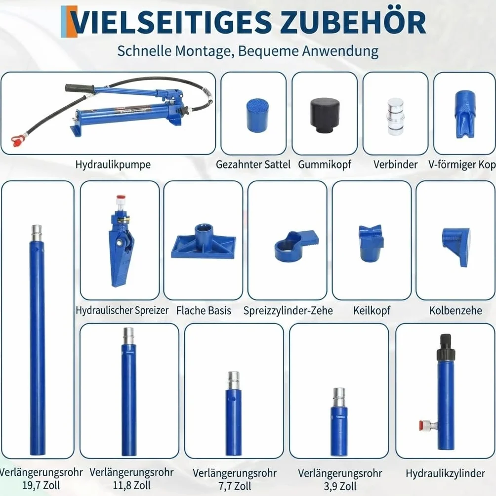 Porta Power Set de cilindro hidráulico de 12 toneladas, herramienta de enderezamiento de carrocería, con manguera de aceite de 1,4 m y maletín de transporte, juego de gato hidráulico para taller