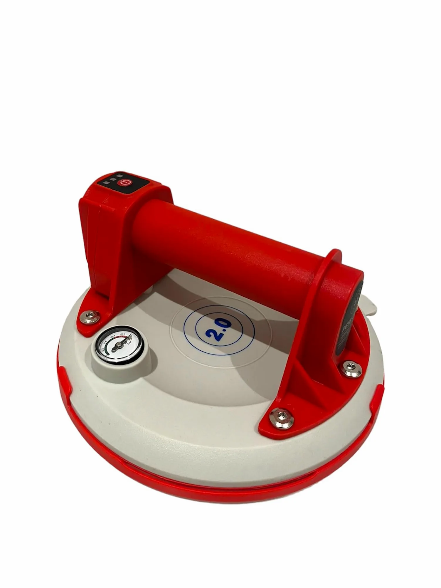 Ventosa eléctrica con manómetro Ø20 cm 140 kg (roja) – Succión automática con control de vacío, con maletín – Outillage Carreleur 2.0