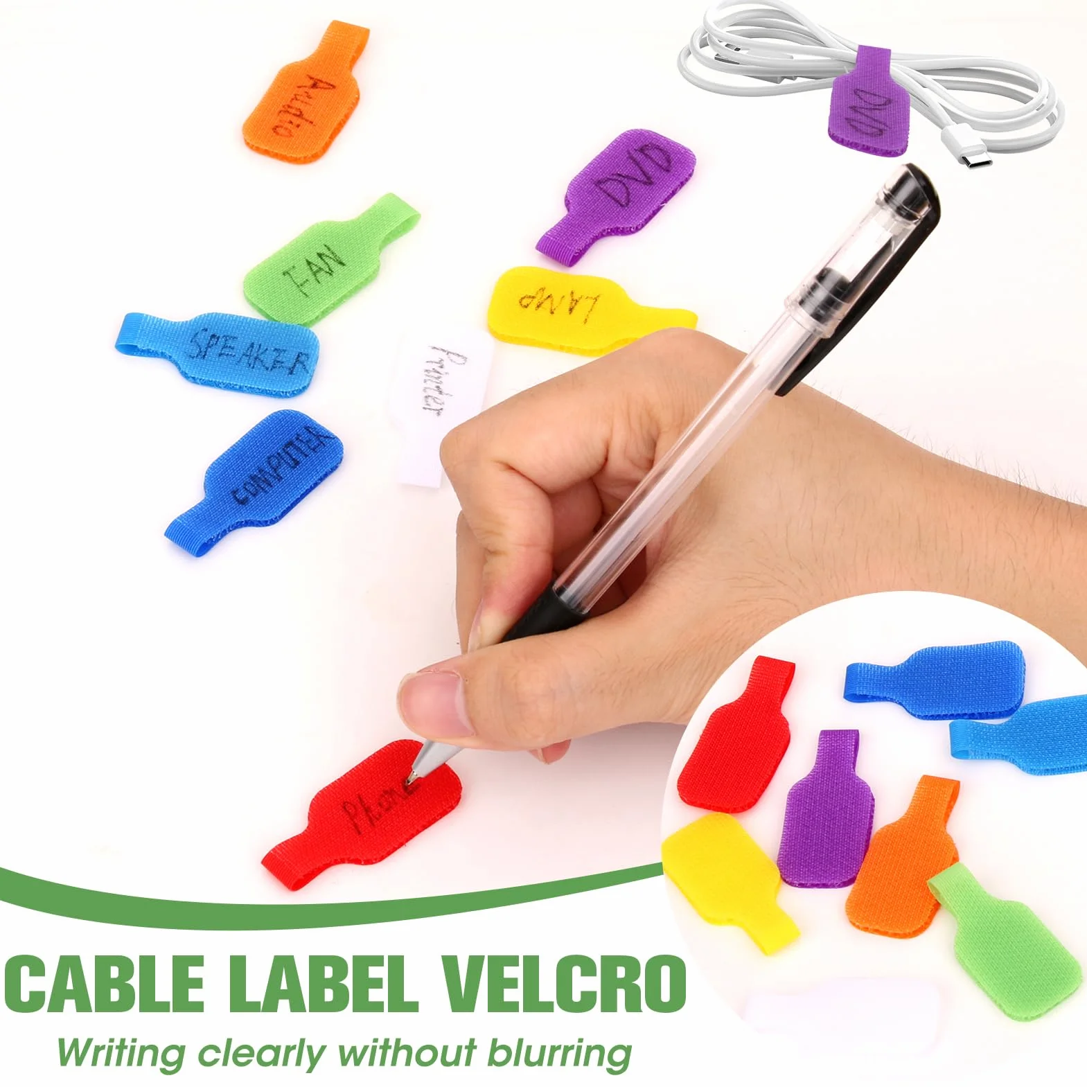 Etiquetado de cables 40 clips marcaje cables compatibles múltiples tamaños 4 cm x 2 cm