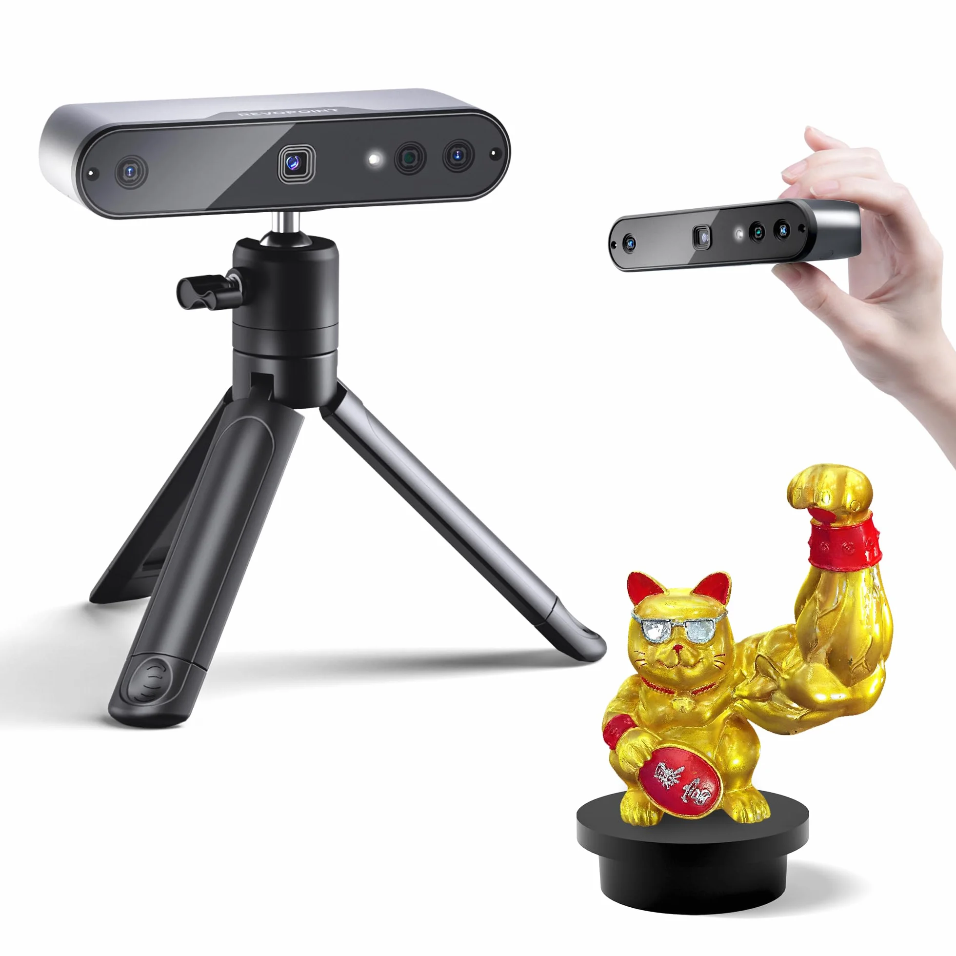 Revopoint INSPIRE 3D Scanner para impresión 3D portátil, escáner de modelo 3D con velocidad de escaneo de hasta 18FPS y precisión de 0.2mm, escaneo en color completo compatible con Android/iOS/Mac/Win