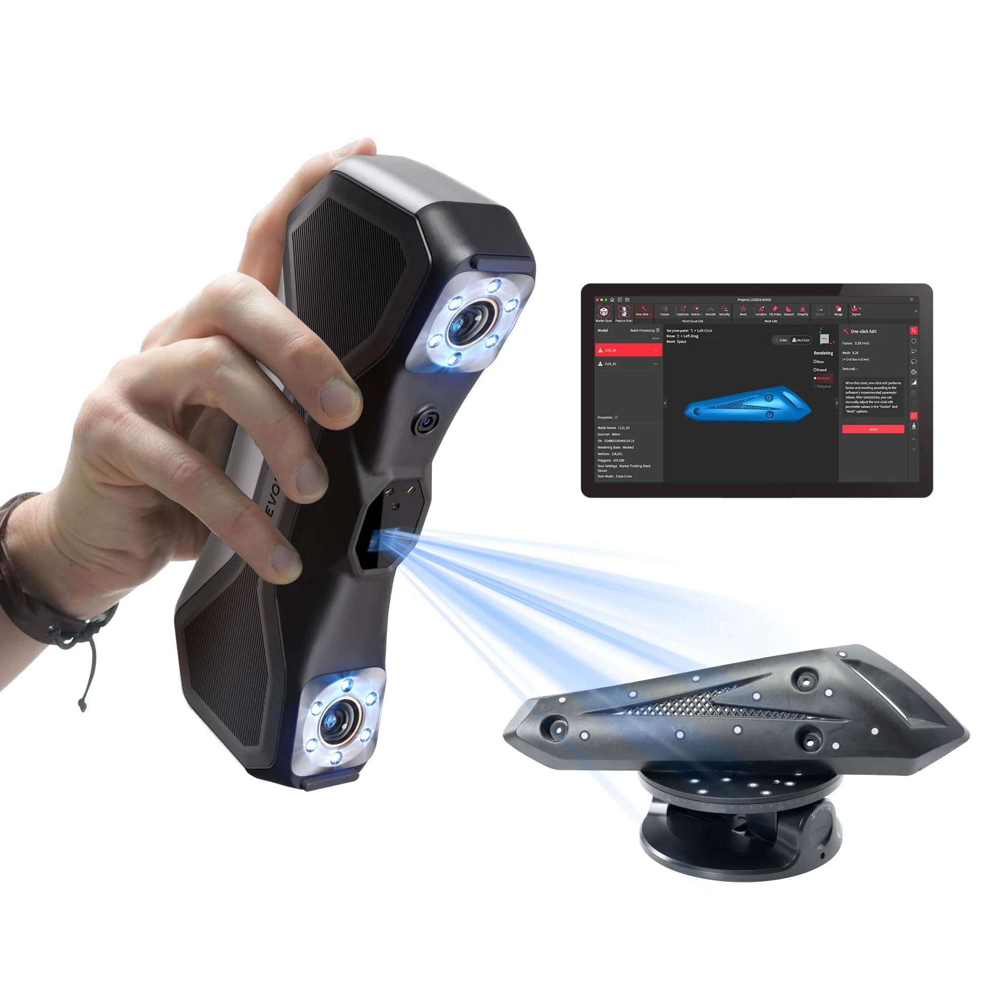 Revopoint MetroX Pro Escáner 3D para impresión 3D, precisión industrial 0,01 mm, 4 modos de escaneo, pantalla compartida interactiva, a todo color, para ingeniería inversa y modelado digital, ESTÁNDAR
